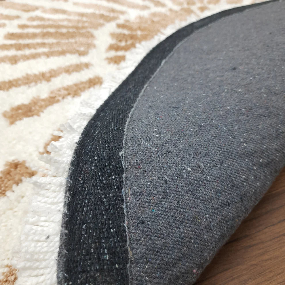 Avioni Home Atlas Collection - Modern Plush Soft Round Shaggy Carpet In Beige & White| Soft, Easy to Clean
