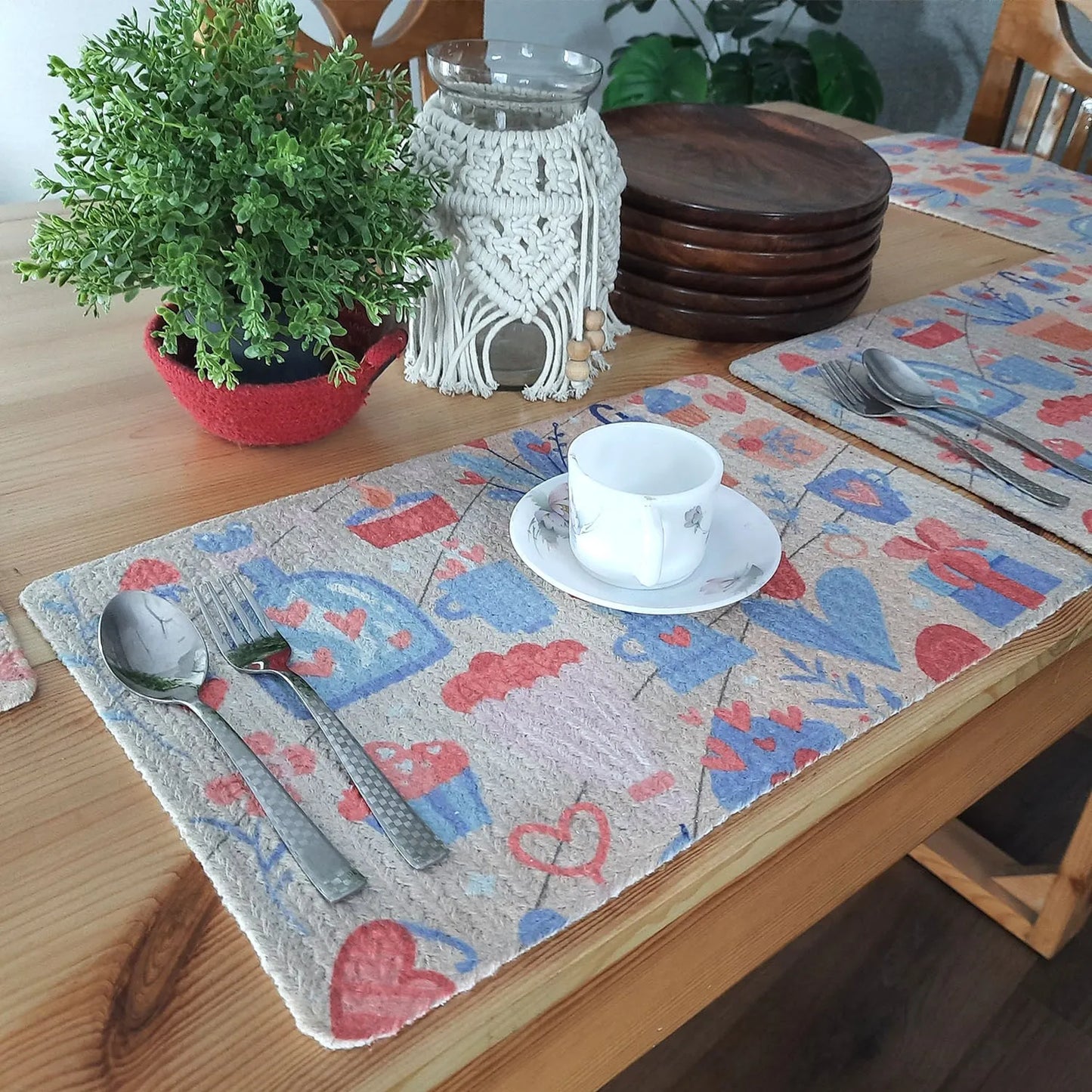 All Natural Rectangular Cotton Braided Placemats – Kitchen Garden