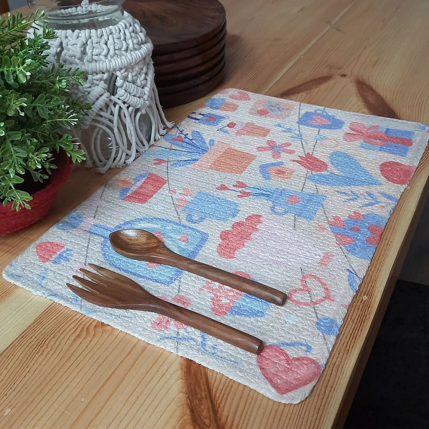All Natural Rectangular Cotton Braided Placemats – Kitchen Garden