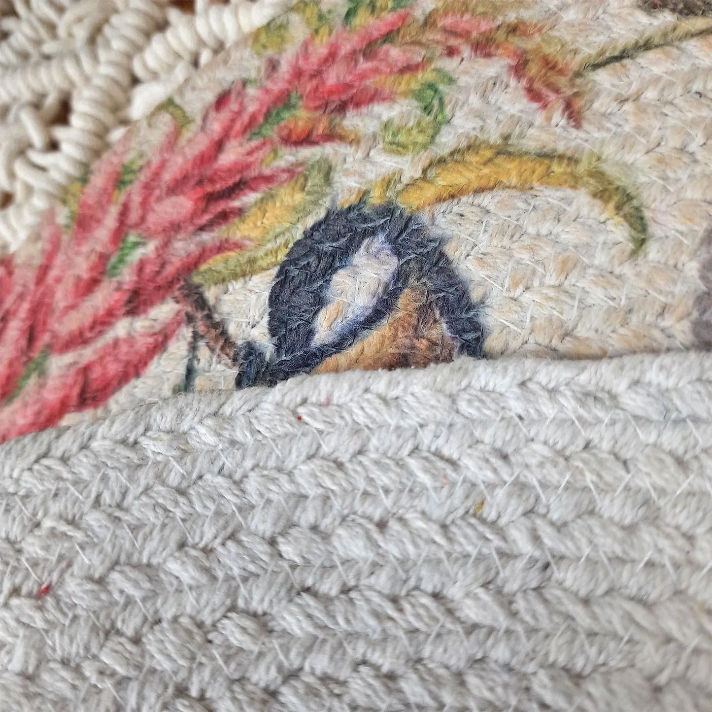 All Natural Round Cotton Braided Placemats – Bird & Butterfly