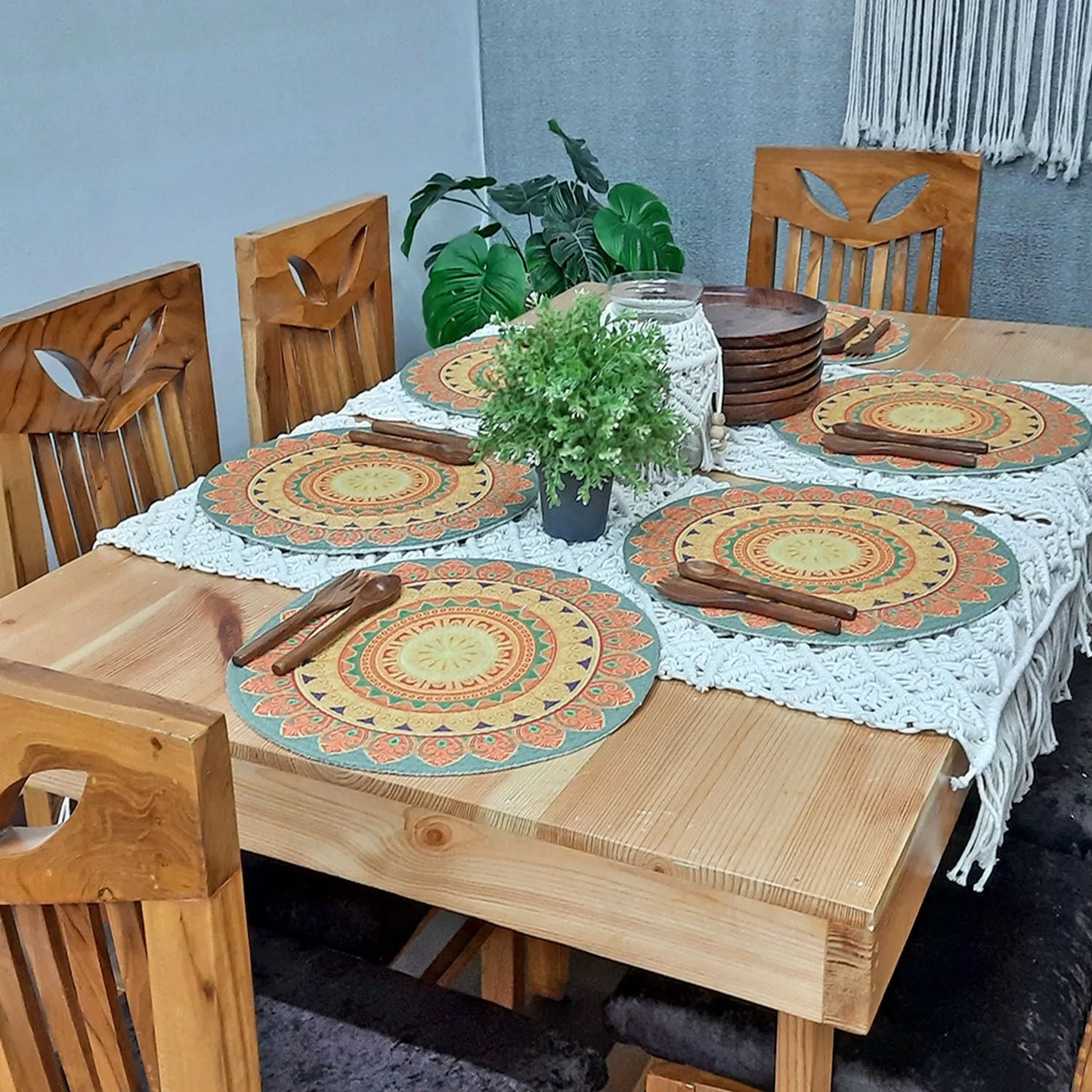 All Natural Round Cotton Braided Placemats – Rangoli On Table