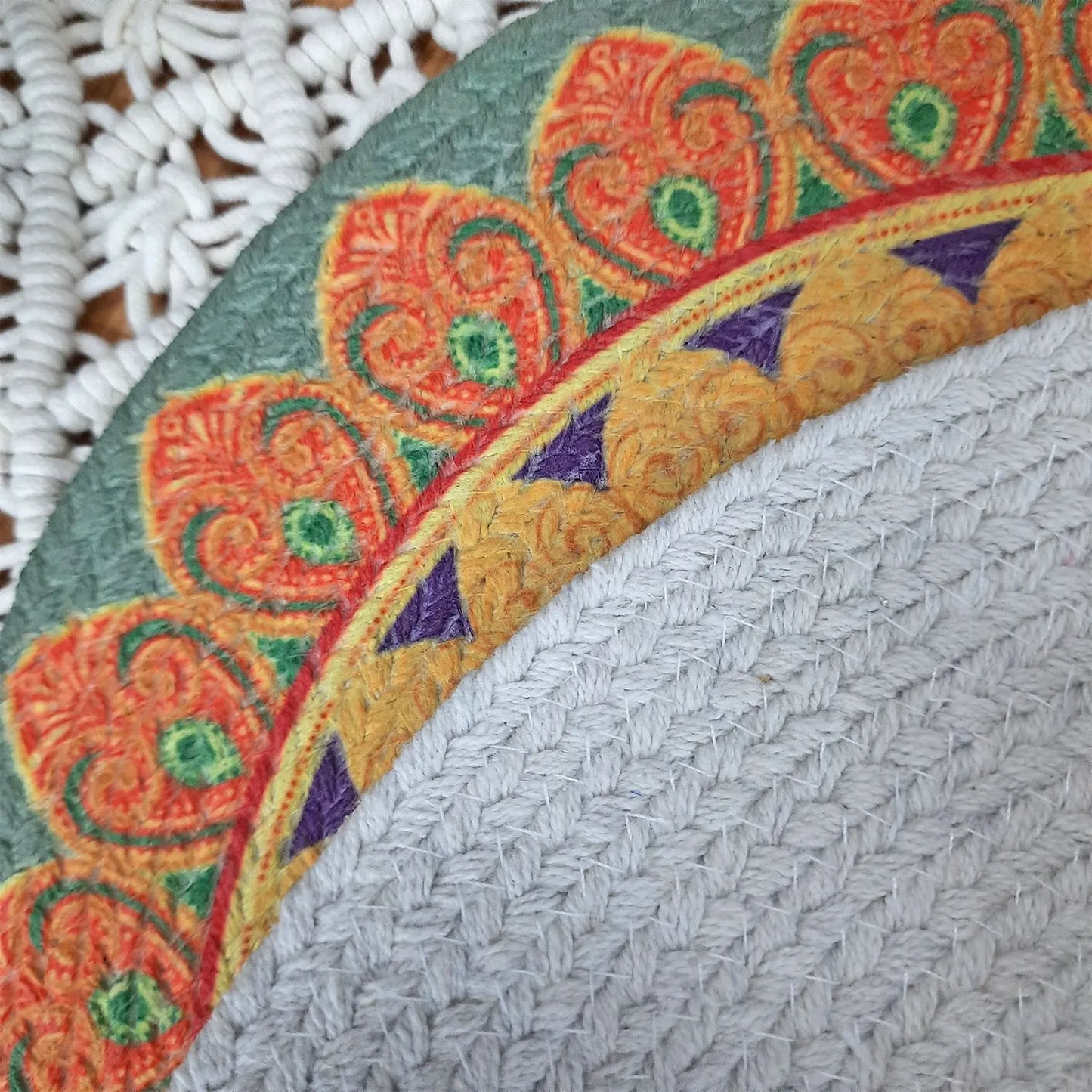 All Natural Round Cotton Braided Placemats – Rangoli On Table