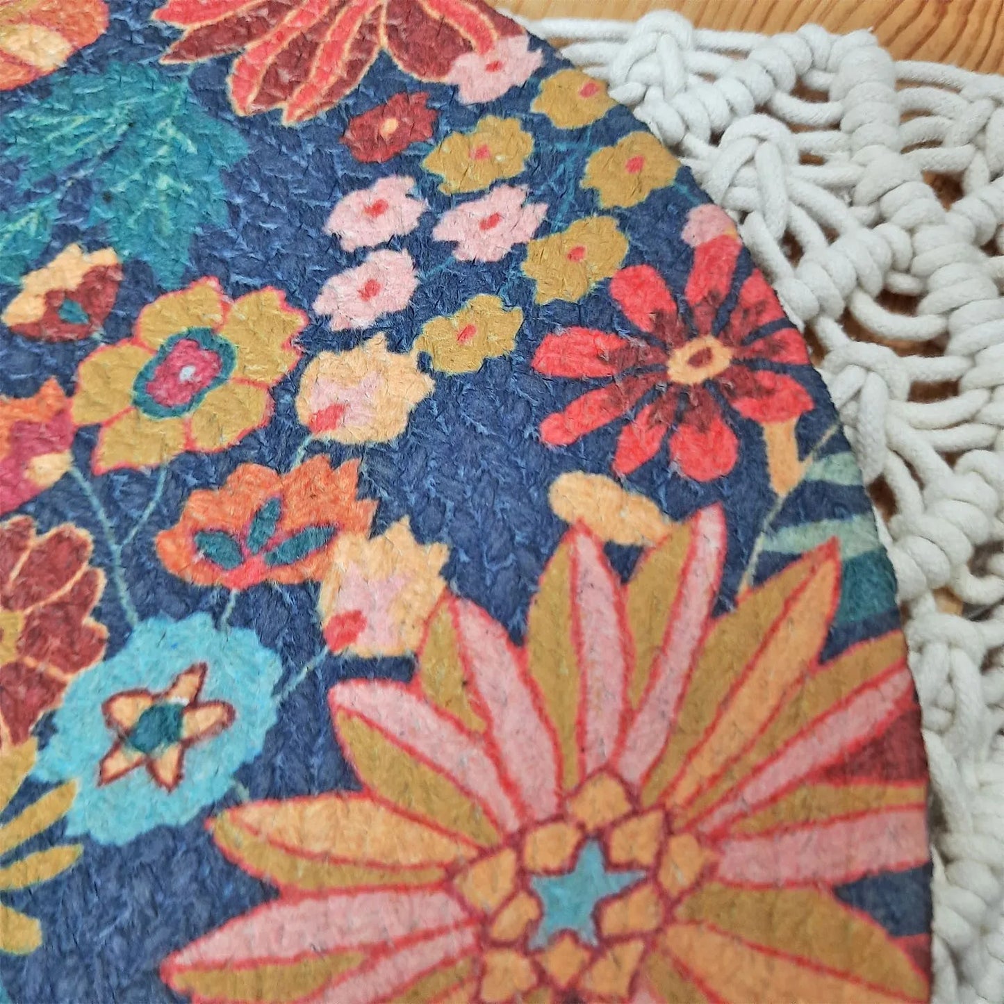 All Natural Round Cotton Braided Placemats – Wild Flowers