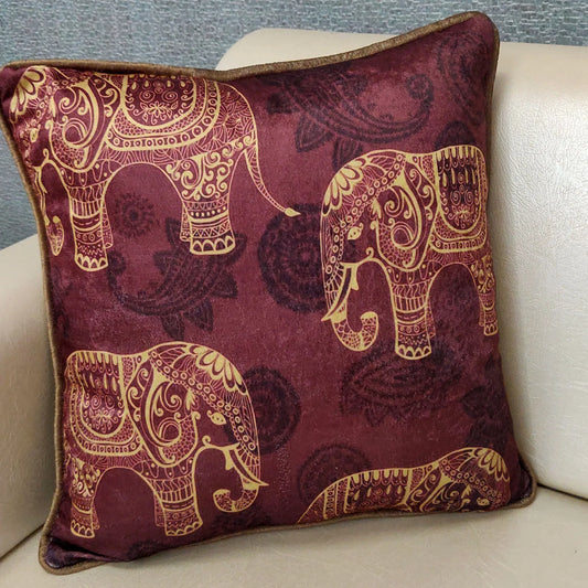 Cushion Cover with Filler – Traditional Design Elephants – 40cm x 40cm – Set of 2