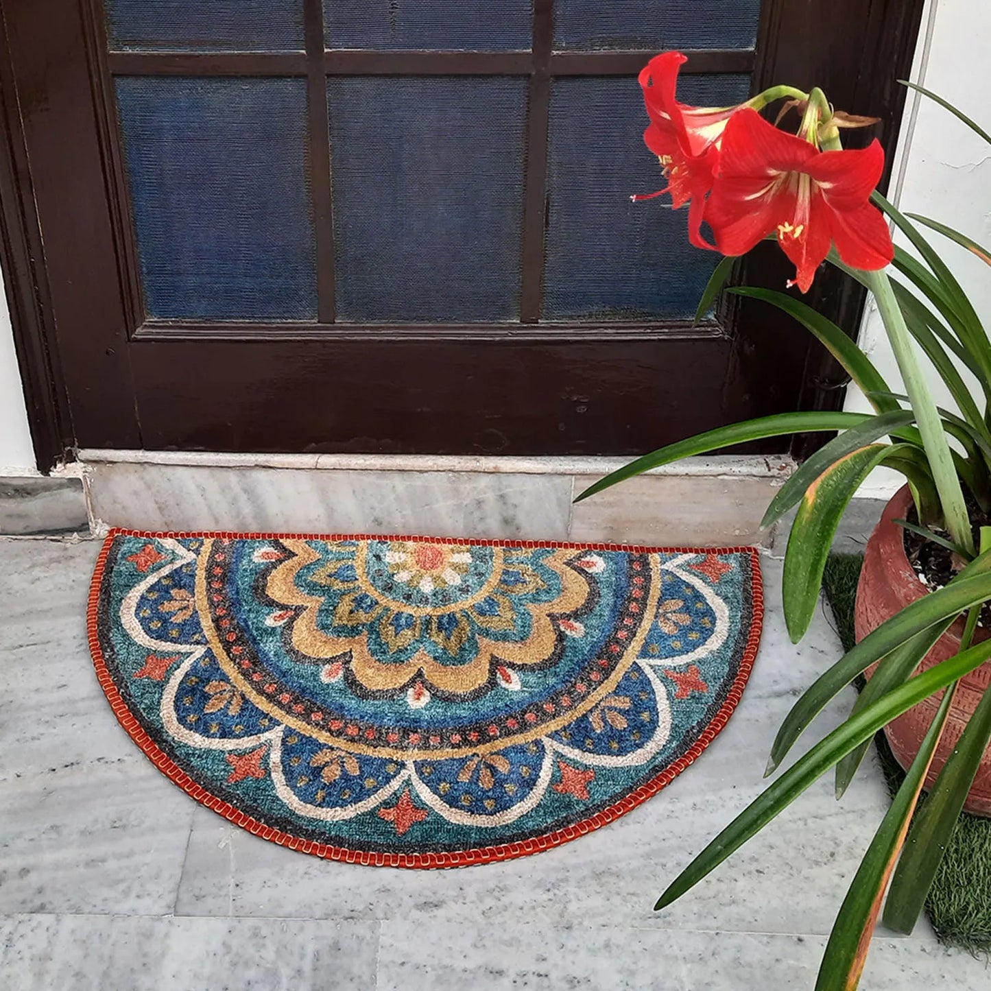 Avioni Home Floor Mats in Beautiful Rangoli Design – Anti Slip, Durable & Washable | Outdoor & Indoor