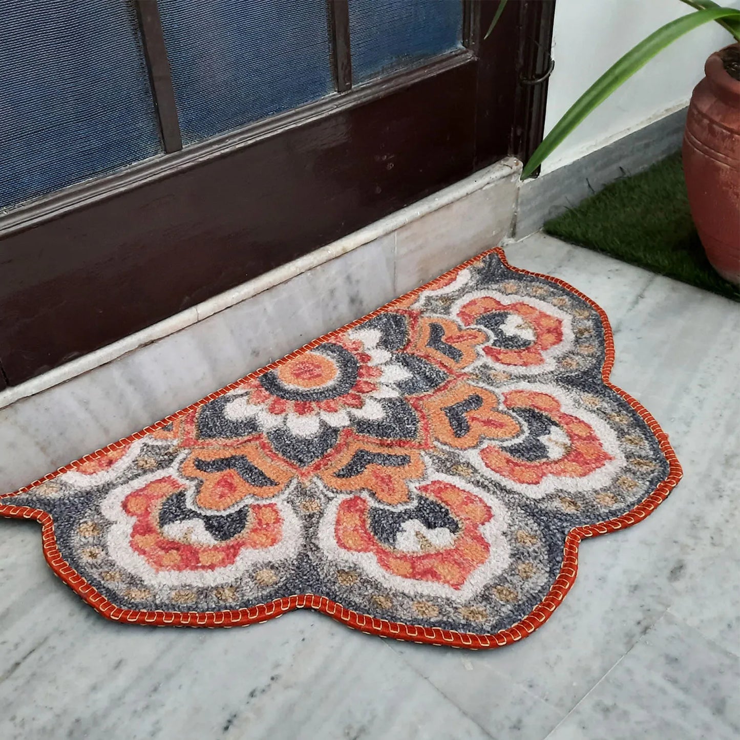 Avioni Home Floor Mats in Beautiful Rangoli Modern Petals Design – Anti Slip, Durable & Washable | Outdoor & Indoor