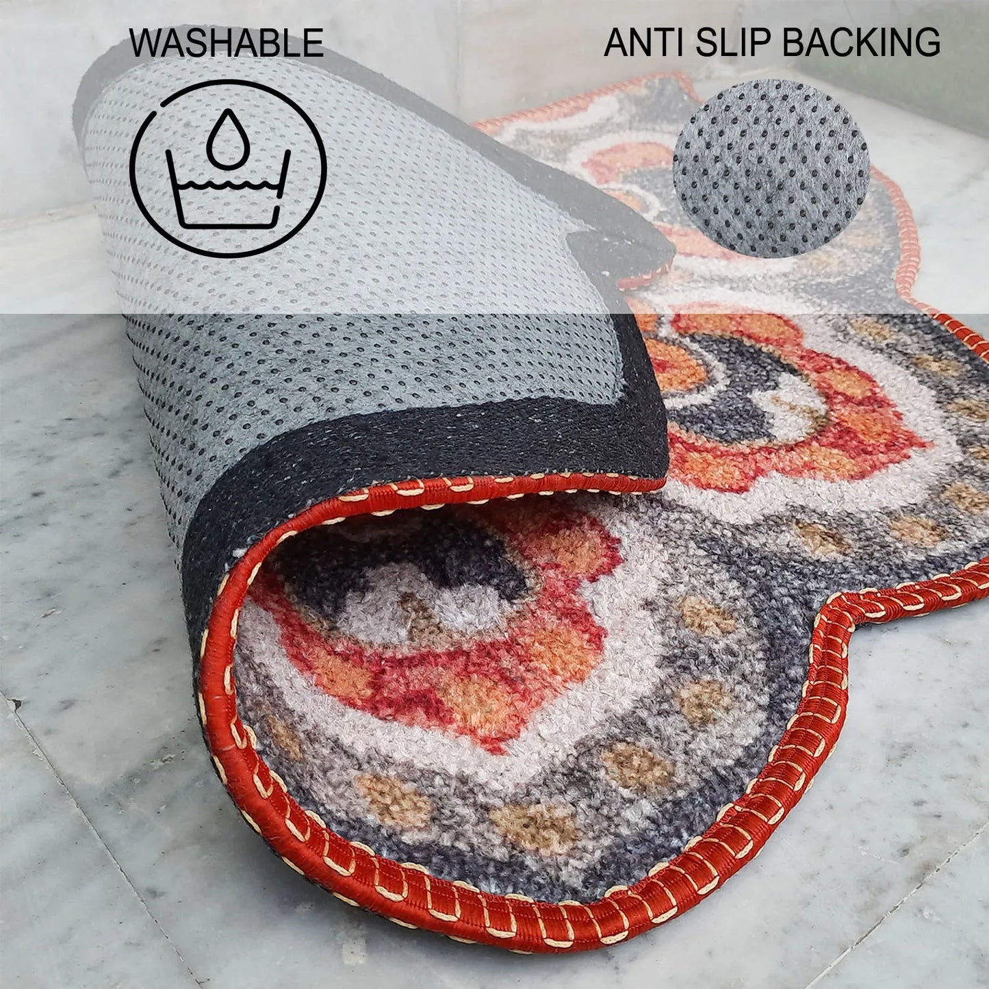 Avioni Home Floor Mats in Beautiful Rangoli Modern Petals Design – Anti Slip, Durable & Washable | Outdoor & Indoor