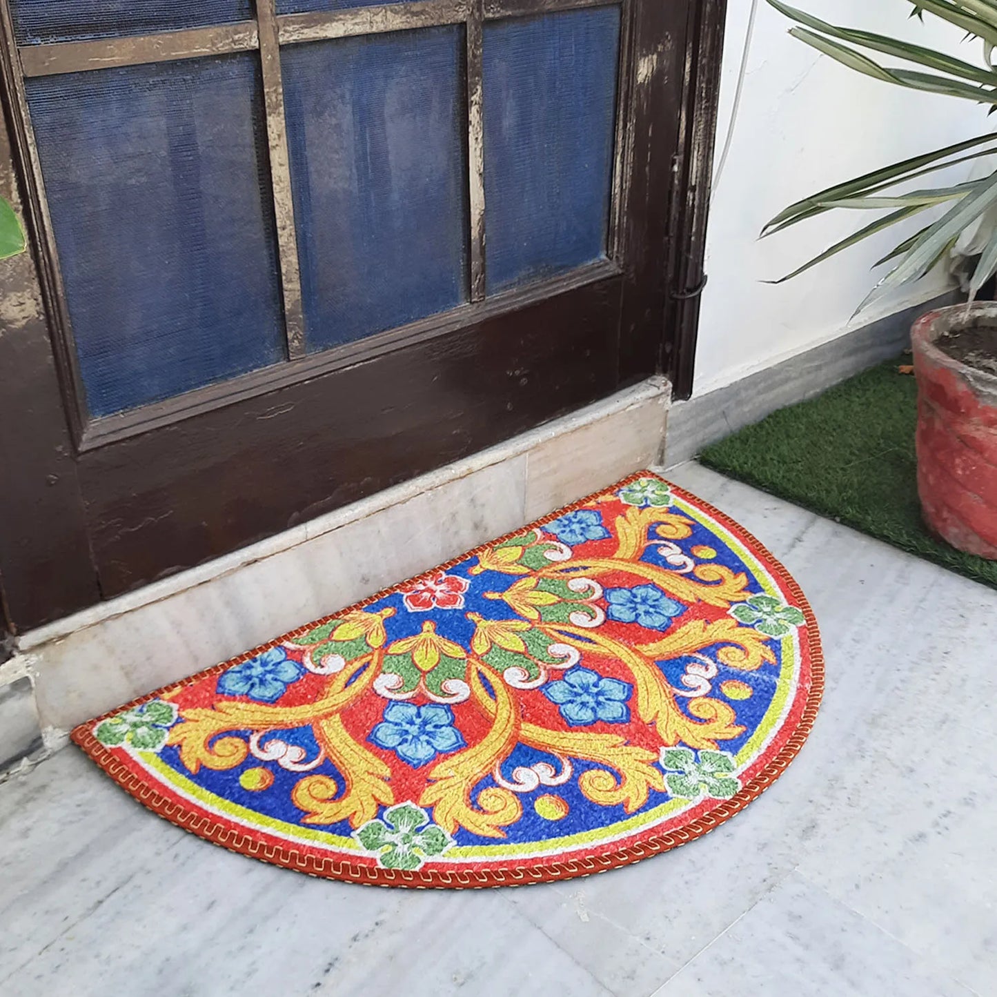 Avioni Home Floor Mats in Beautiful Traditional Rangoli Design – Anti Slip, Durable & Washable | Outdoor & Indoor