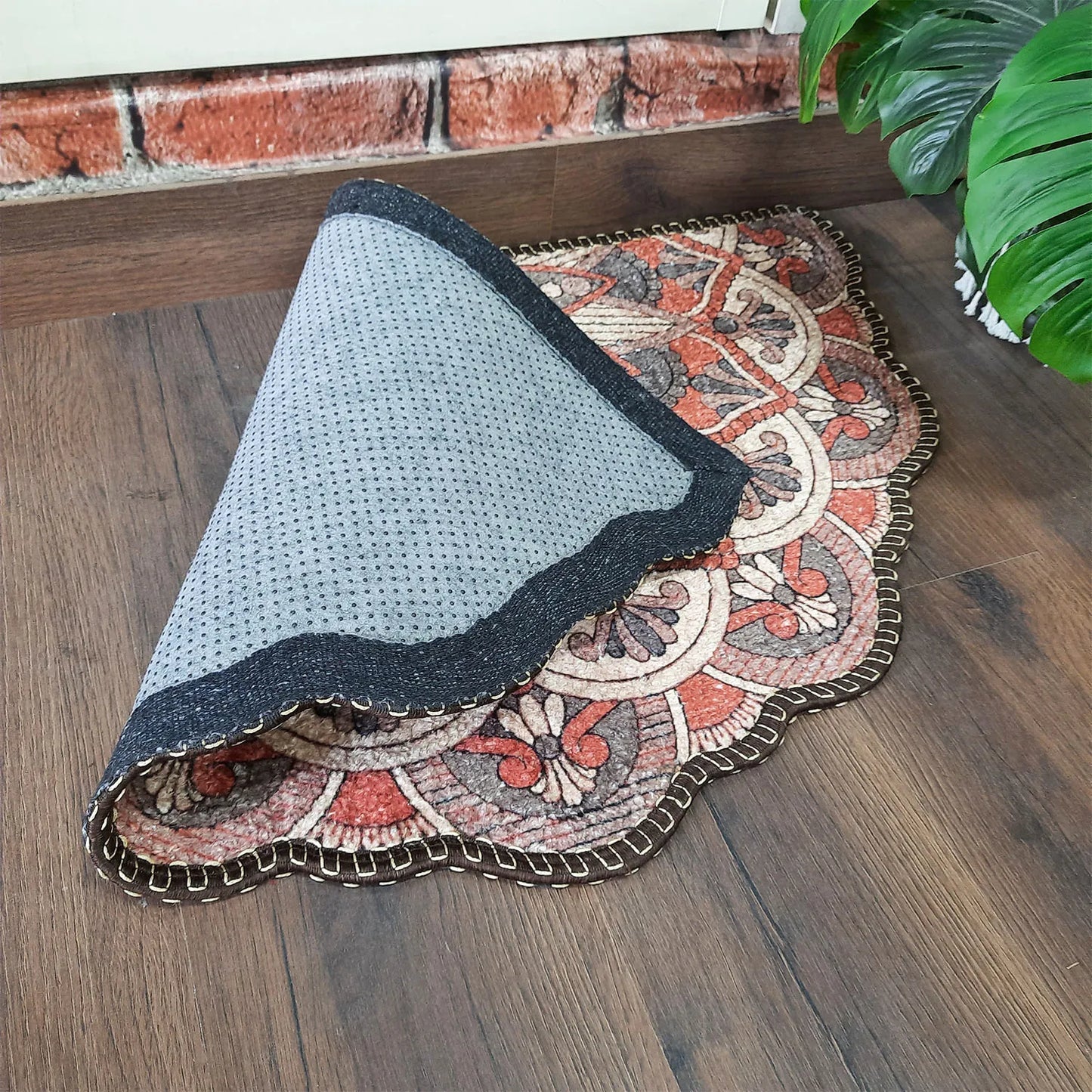 Avioni Home Floor Mats in Beautiful Rangoli Brown Design – Anti Slip, Durable & Washable | Outdoor & Indoor