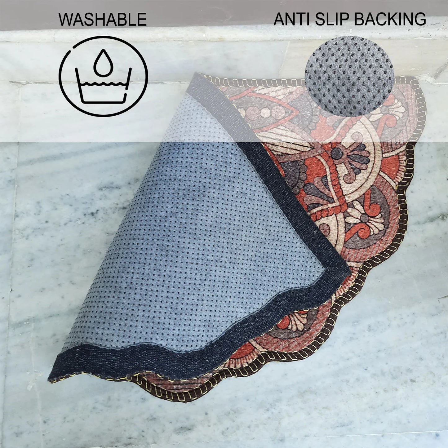 Avioni Home Floor Mats in Beautiful Rangoli Brown Design – Anti Slip, Durable & Washable | Outdoor & Indoor
