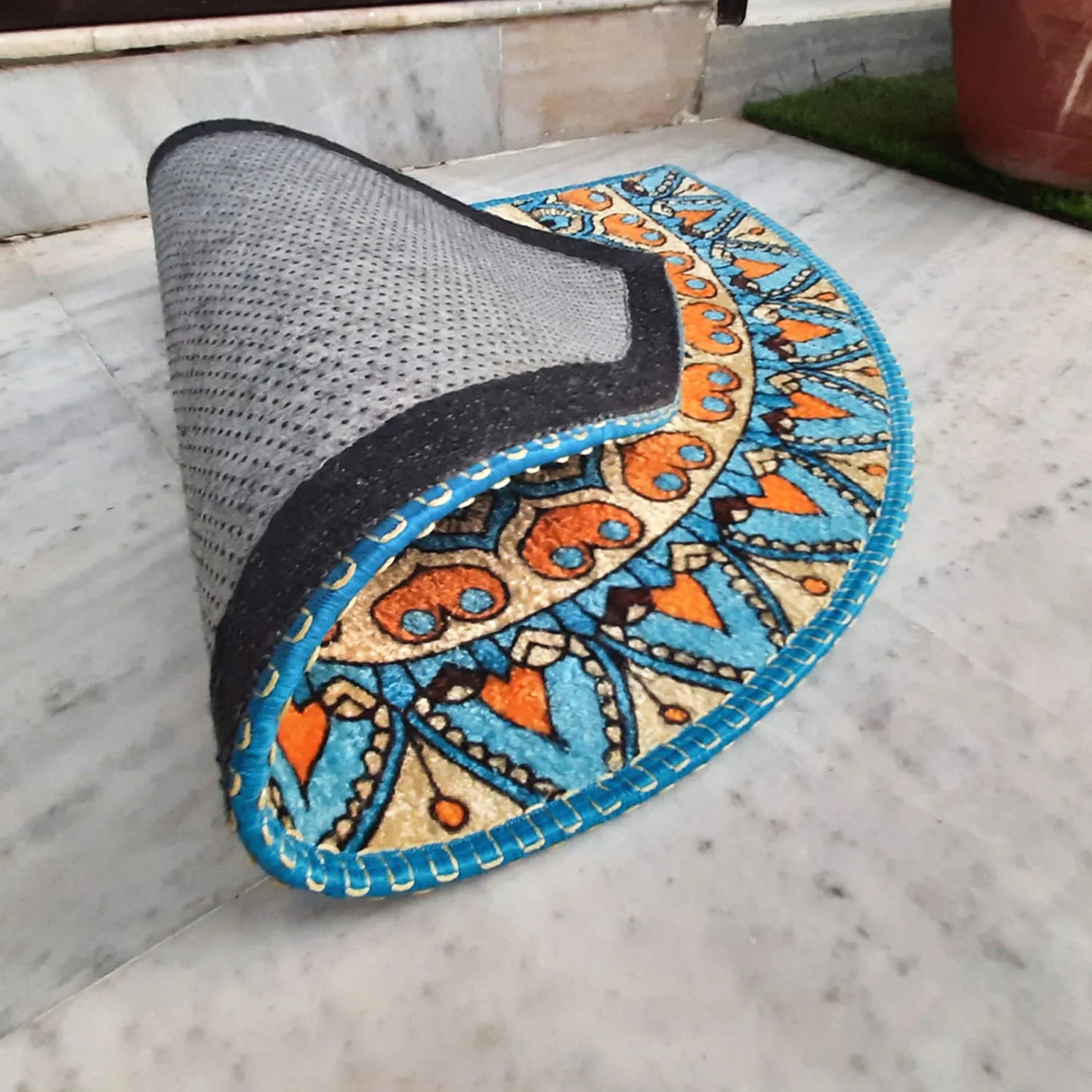 Avioni Home Floor Mats in Beautiful Blue Tone Rangoli Design – Anti Slip, Durable & Washable | Outdoor & Indoor