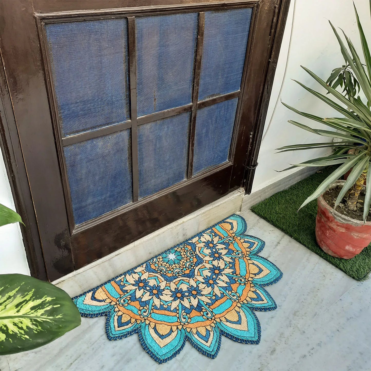 Avioni Home Floor Mats in Beautiful Traditional Rangoli Cutout Design – Anti Slip, Durable & Washable | Outdoor & Indoor