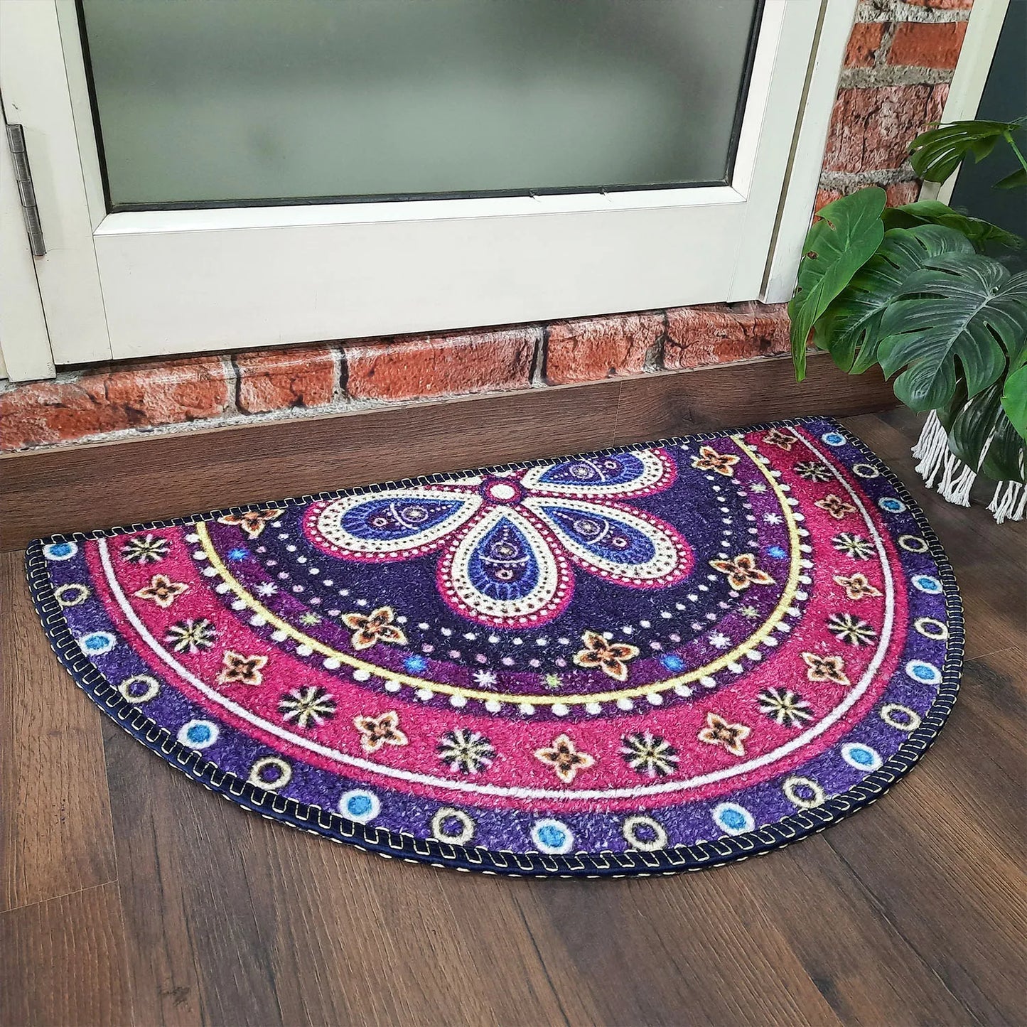 Avioni Home Floor Mats in Beautiful Traditional Rangoli Design – Anti Slip, Durable & Washable | Outdoor & Indoor