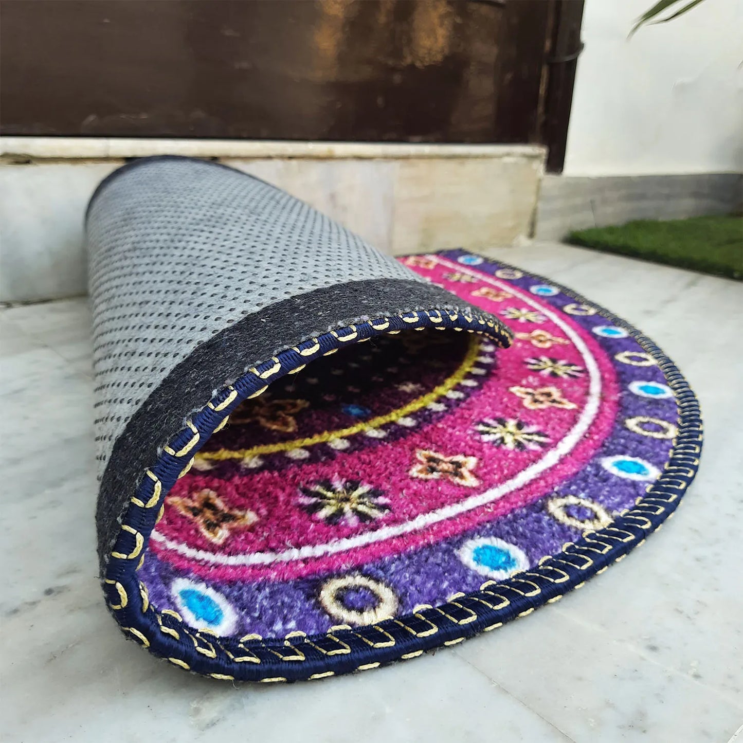 Avioni Home Floor Mats in Beautiful Traditional Rangoli Design – Anti Slip, Durable & Washable | Outdoor & Indoor