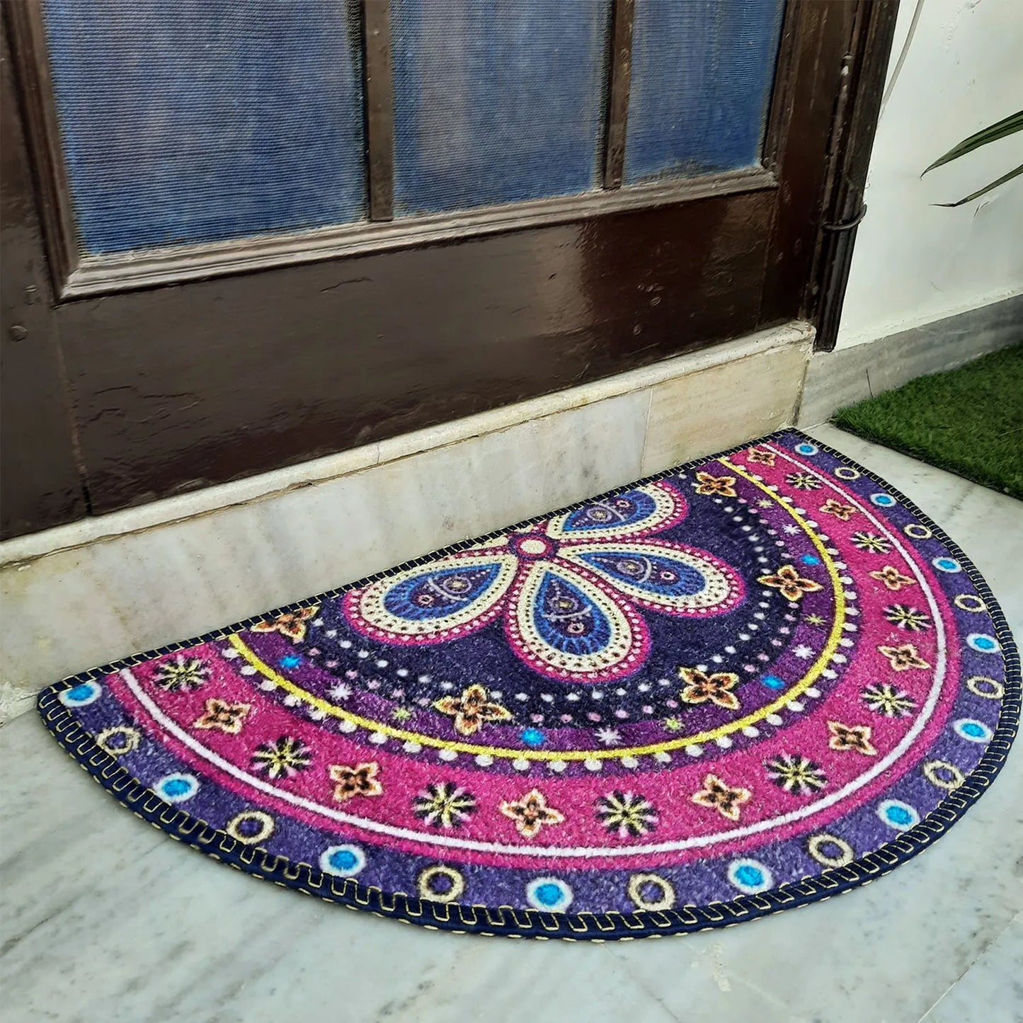 Avioni Home Floor Mats in Beautiful Traditional Rangoli Design – Anti Slip, Durable & Washable | Outdoor & Indoor
