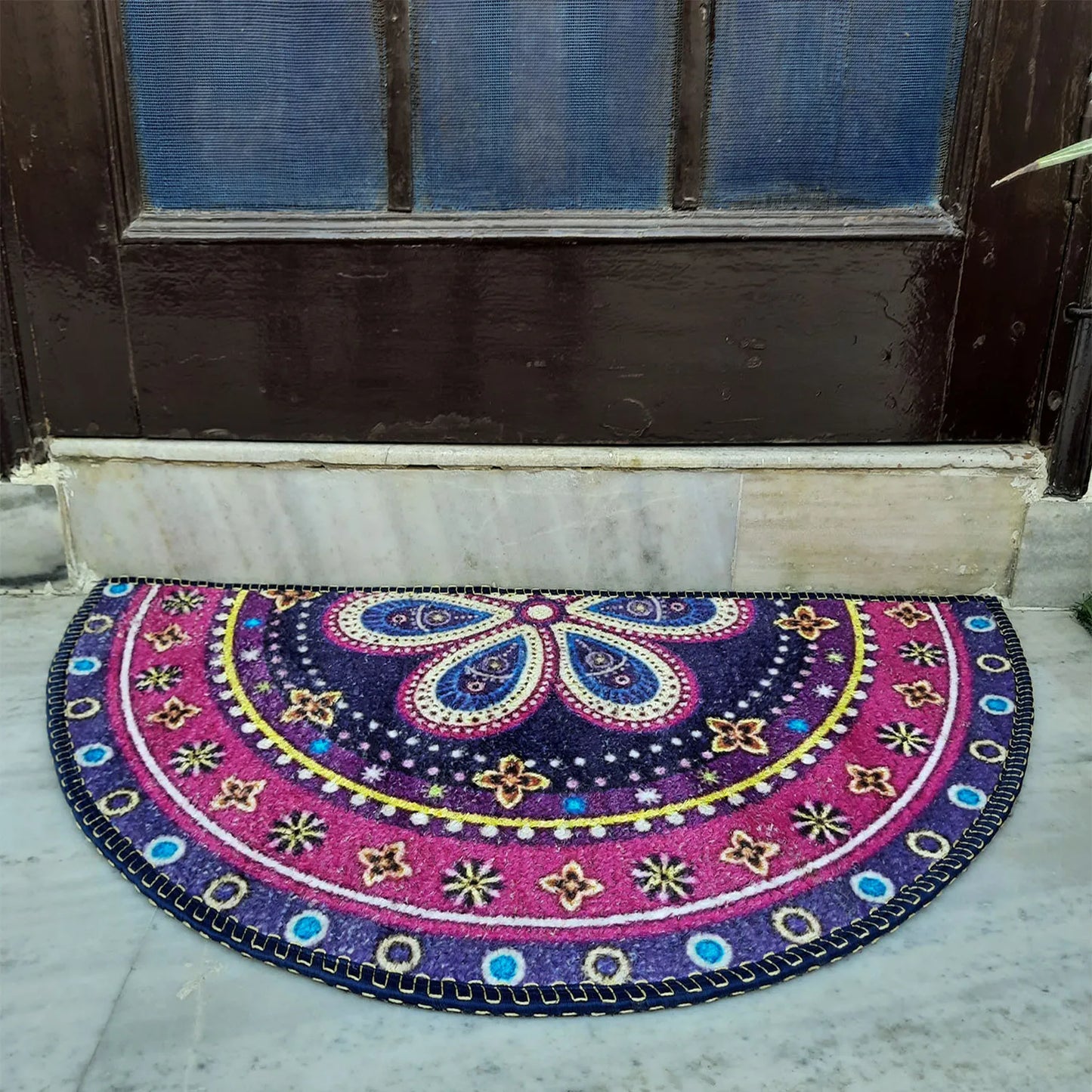 Avioni Home Floor Mats in Beautiful Traditional Rangoli Design – Anti Slip, Durable & Washable | Outdoor & Indoor
