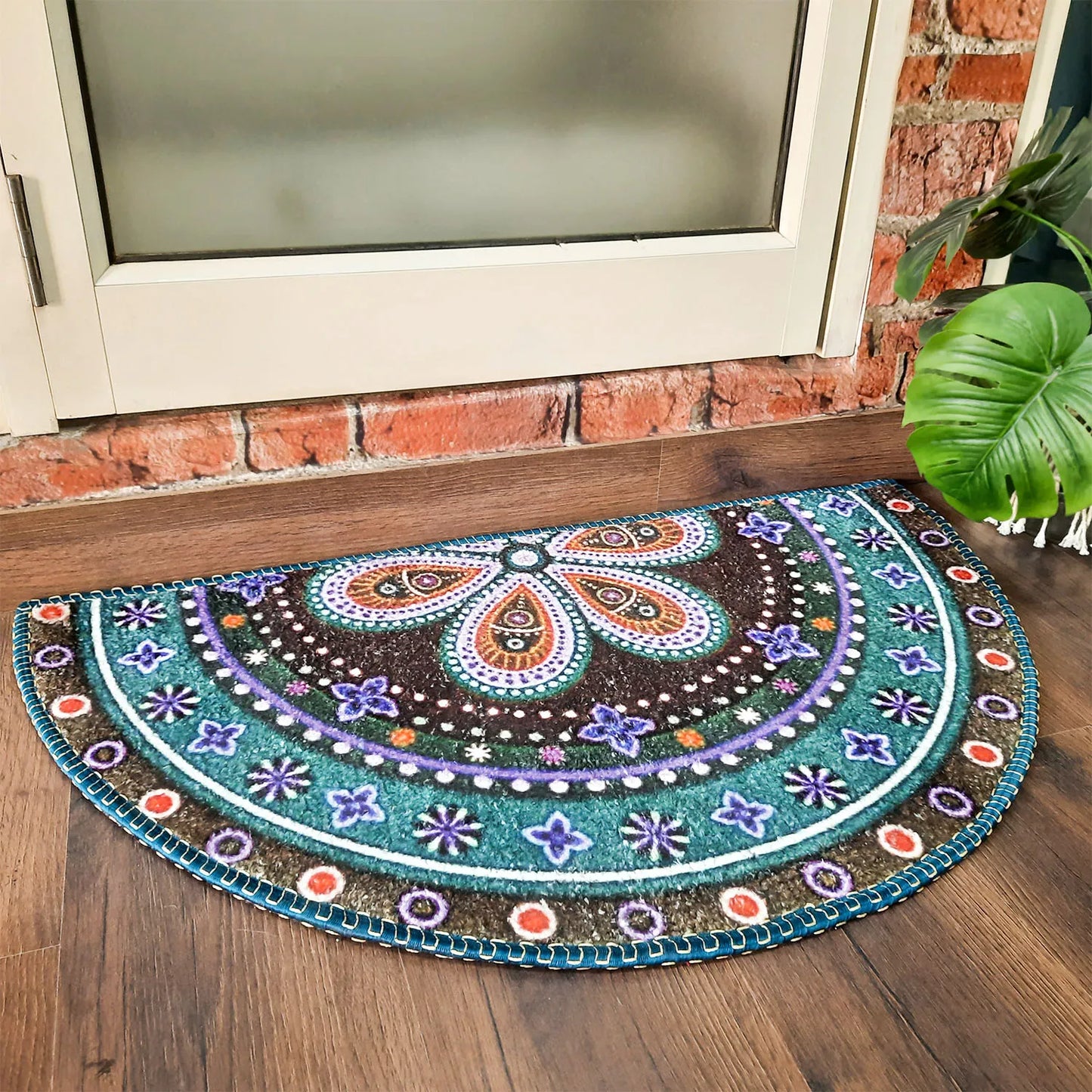 Avioni Home Floor Mats in Beautiful Traditional Rangoli Design – Anti Slip, Durable & Washable | Outdoor & Indoor