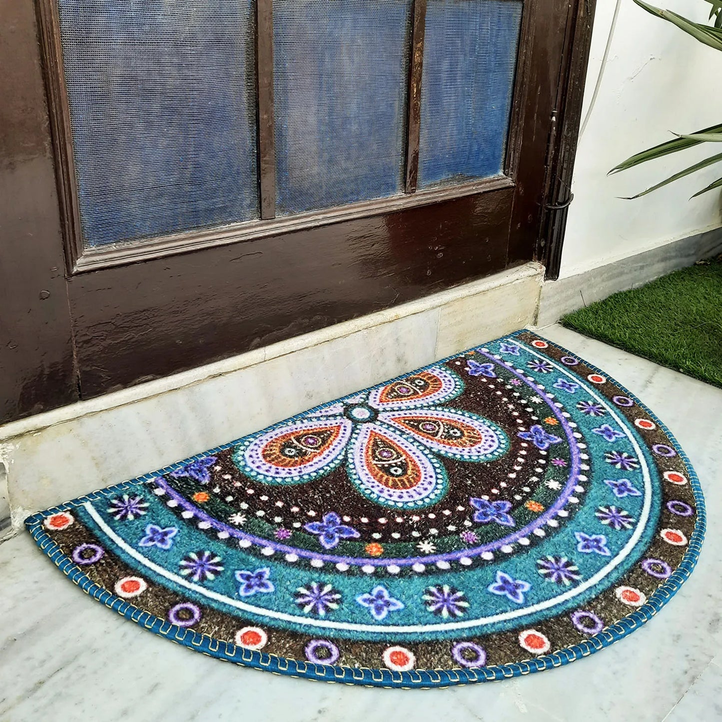 Avioni Home Floor Mats in Beautiful Traditional Rangoli Design – Anti Slip, Durable & Washable | Outdoor & Indoor