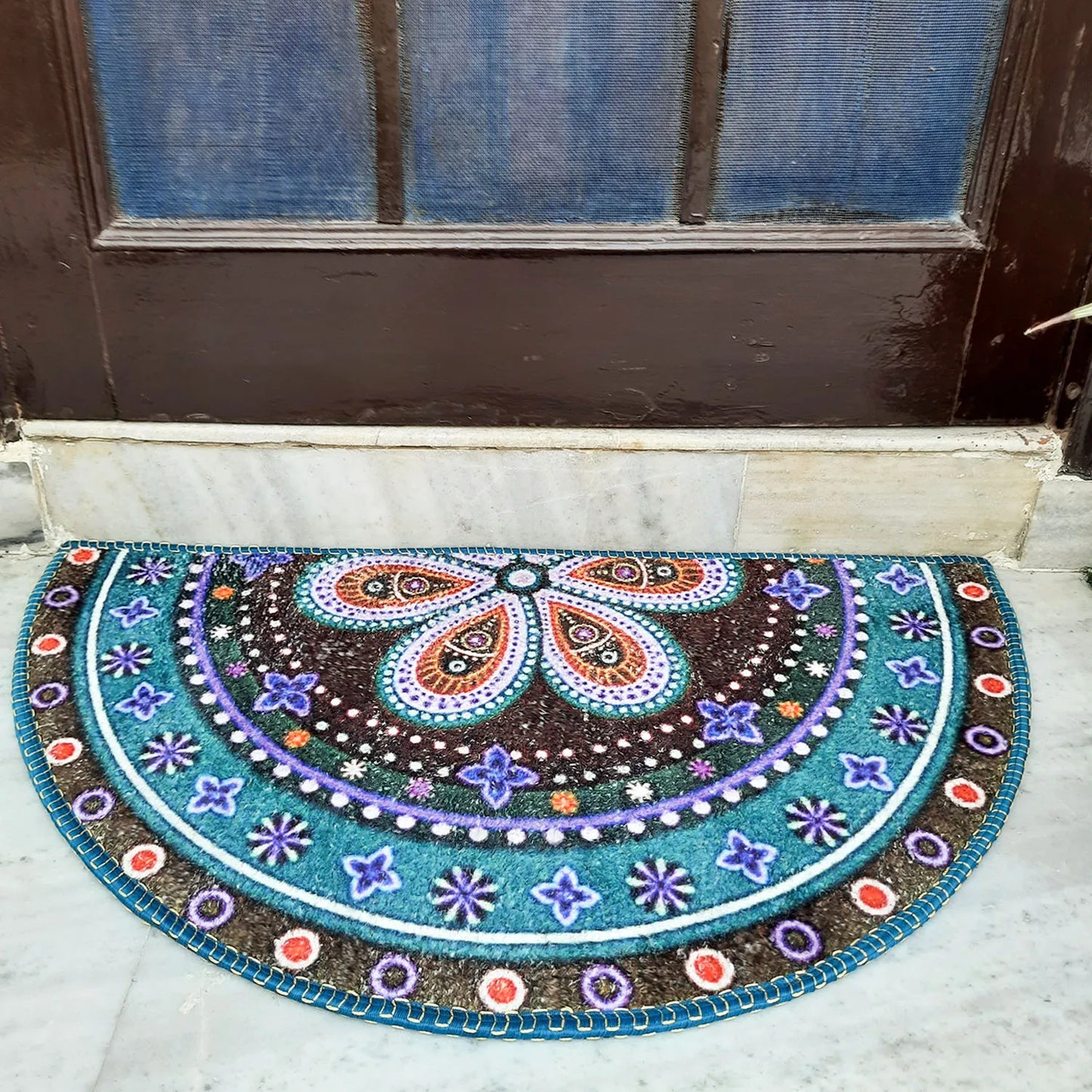 Avioni Home Floor Mats in Beautiful Traditional Rangoli Design – Anti Slip, Durable & Washable | Outdoor & Indoor