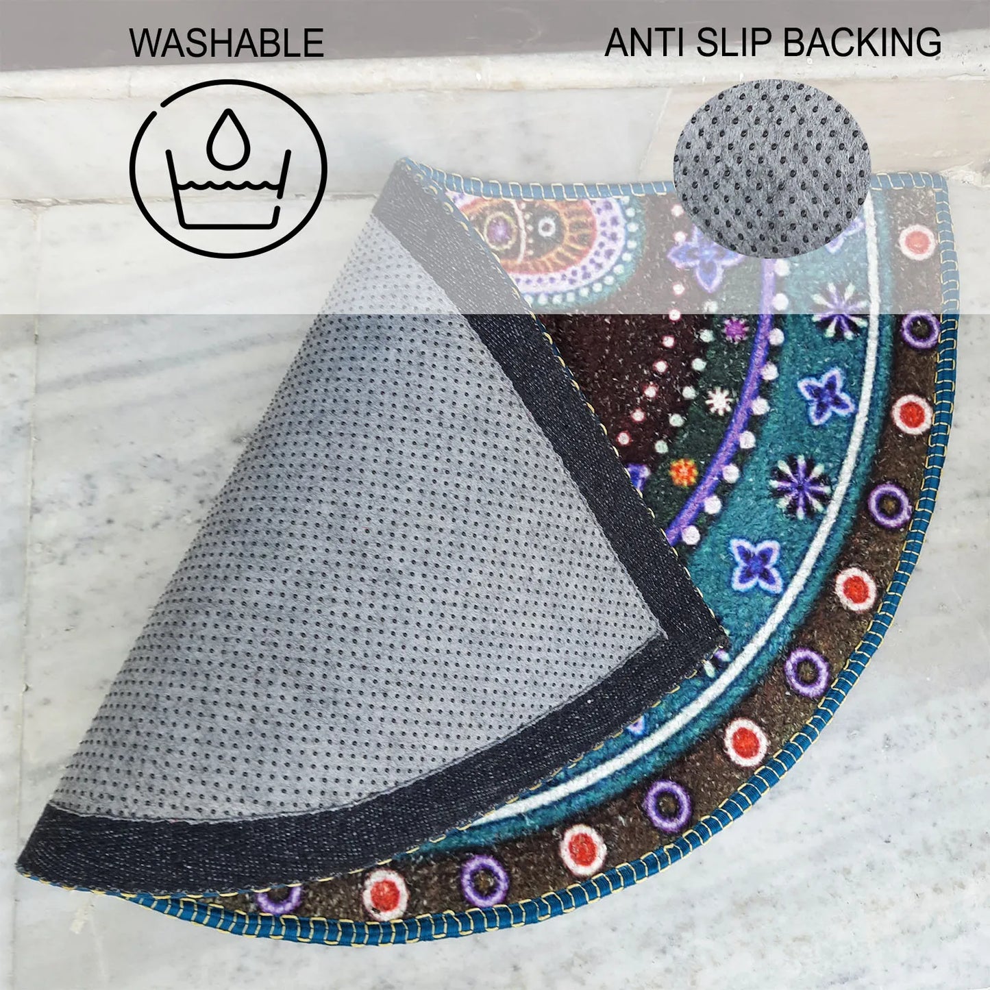 Avioni Home Floor Mats in Beautiful Traditional Rangoli Design – Anti Slip, Durable & Washable | Outdoor & Indoor