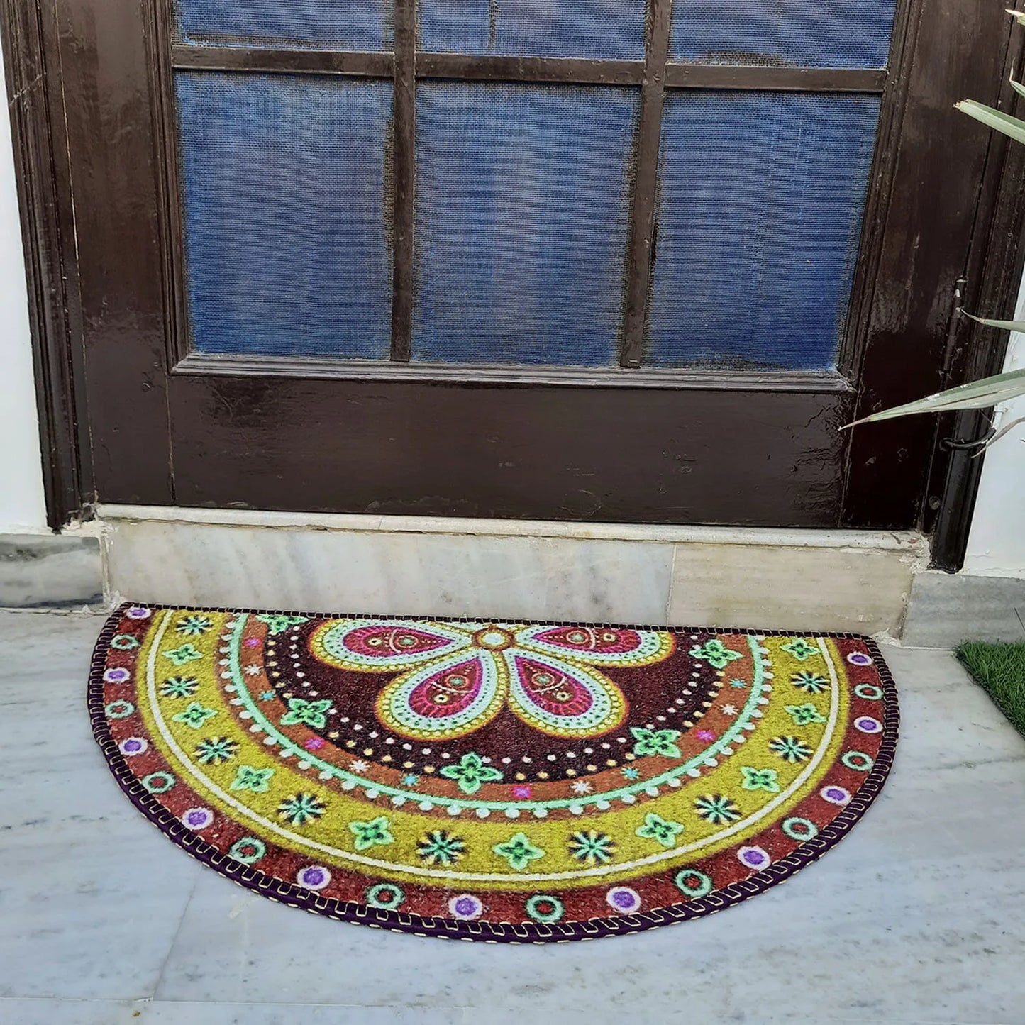 Avioni Home Floor Mats in Beautiful Traditional Rangoli Design – Anti Slip, Durable & Washable | Outdoor & Indoor