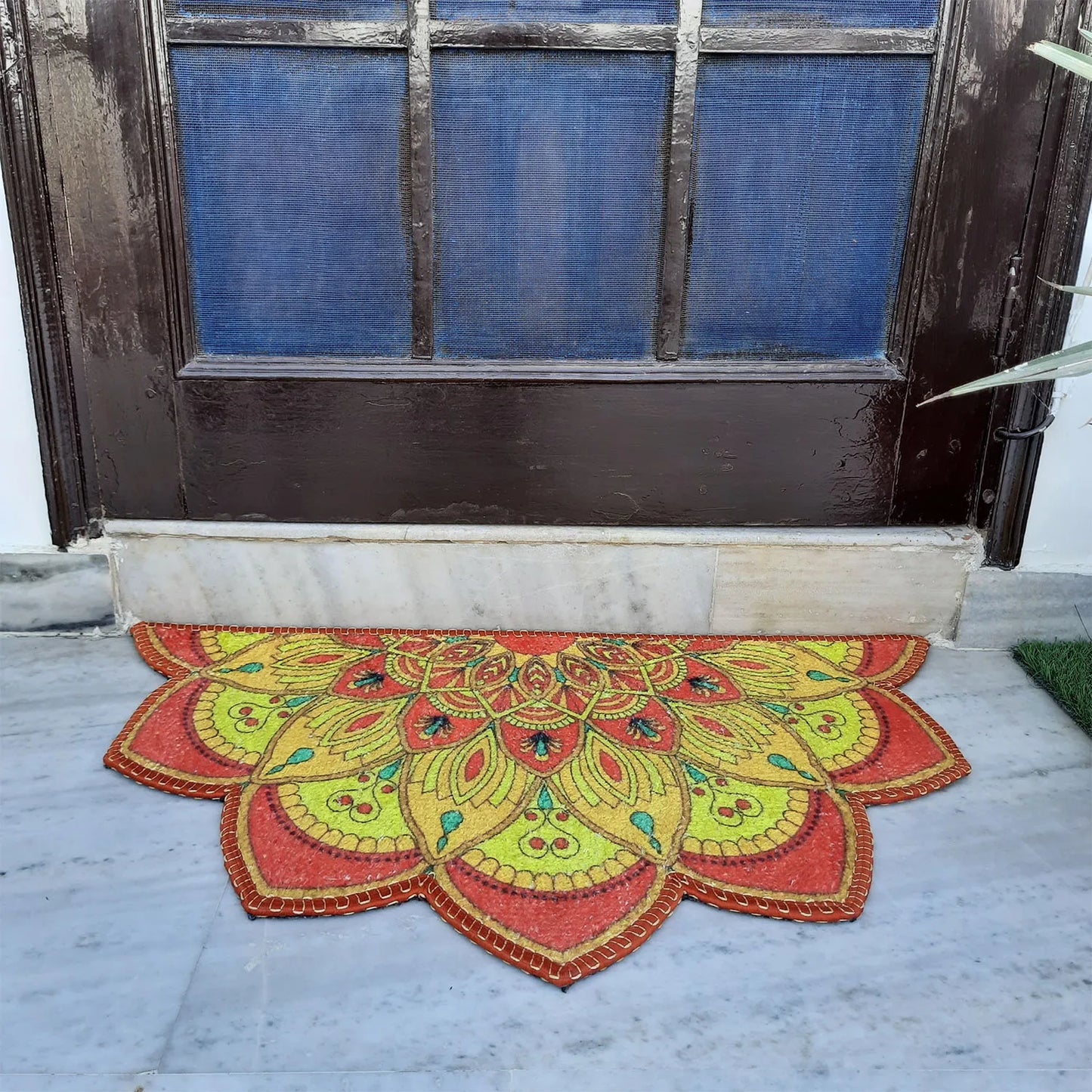 Avioni Home Floor Mats in Beautiful Traditional Rangoli Vibrant Design – Anti Slip, Durable & Washable | Outdoor & Indoor