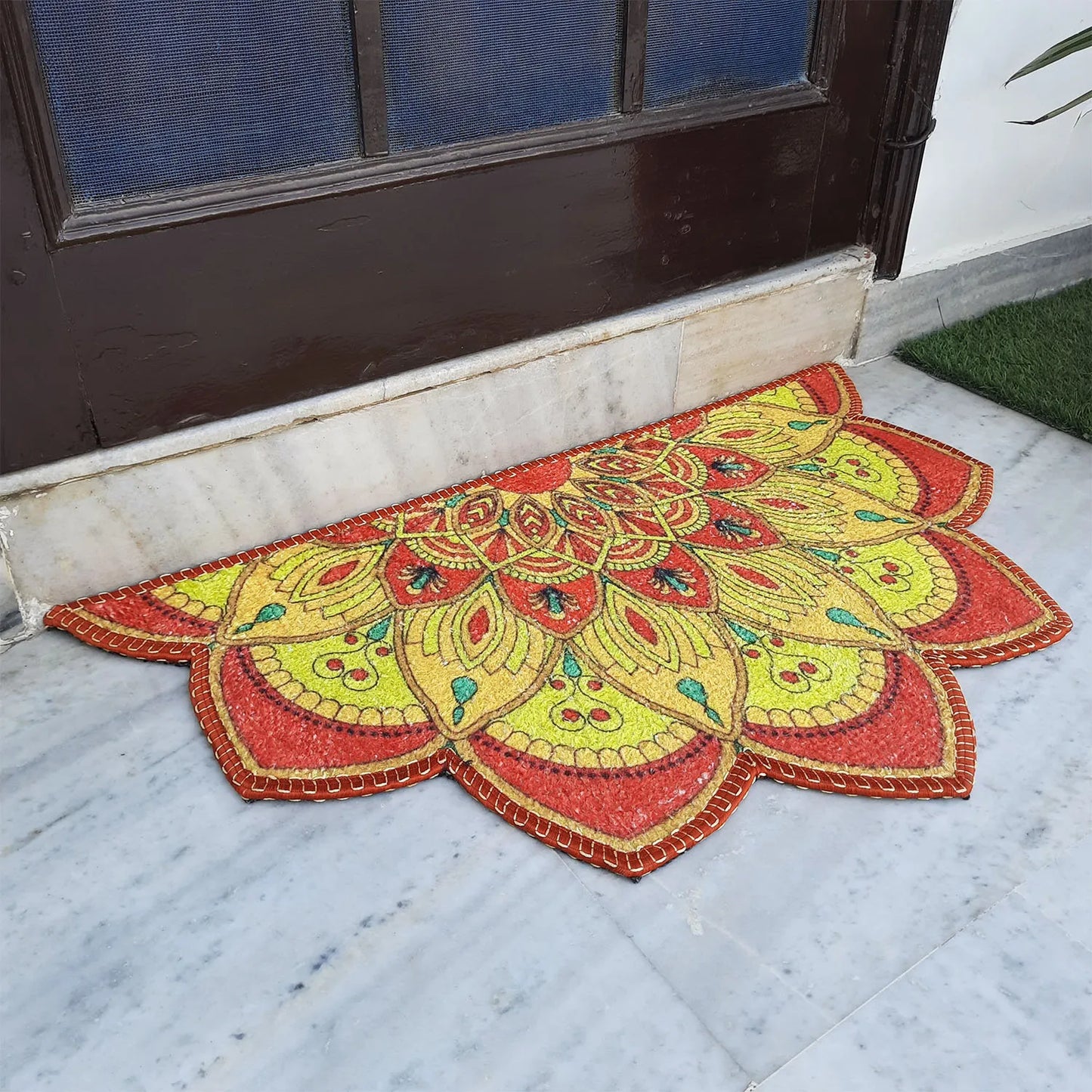 Avioni Home Floor Mats in Beautiful Traditional Rangoli Vibrant Design – Anti Slip, Durable & Washable | Outdoor & Indoor