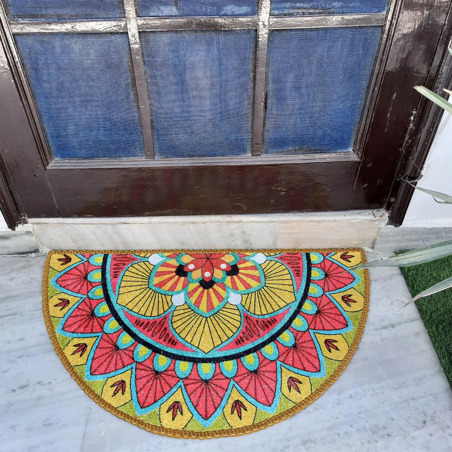 Avioni Home Floor Mats in Beautiful Traditional Rangoli Design – Anti Slip, Durable & Washable | Outdoor & Indoor