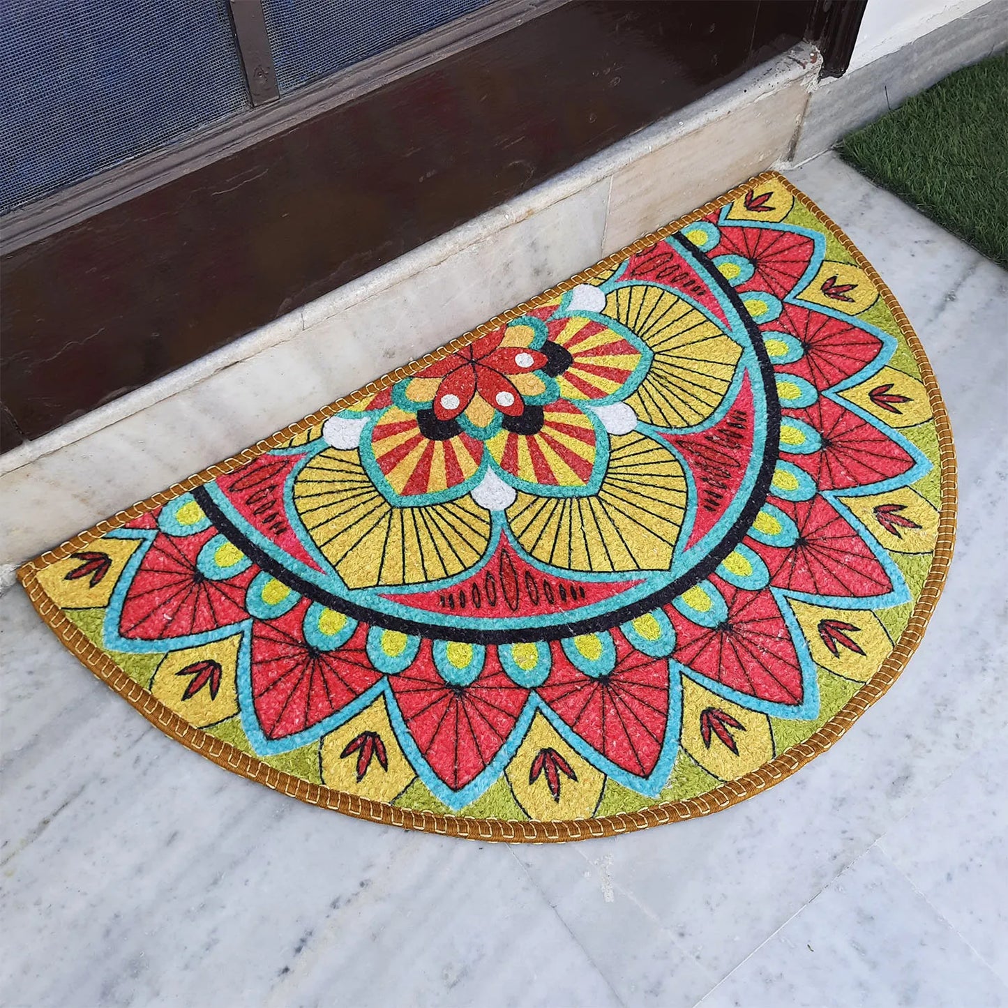 Avioni Home Floor Mats in Beautiful Traditional Rangoli Design – Anti Slip, Durable & Washable | Outdoor & Indoor