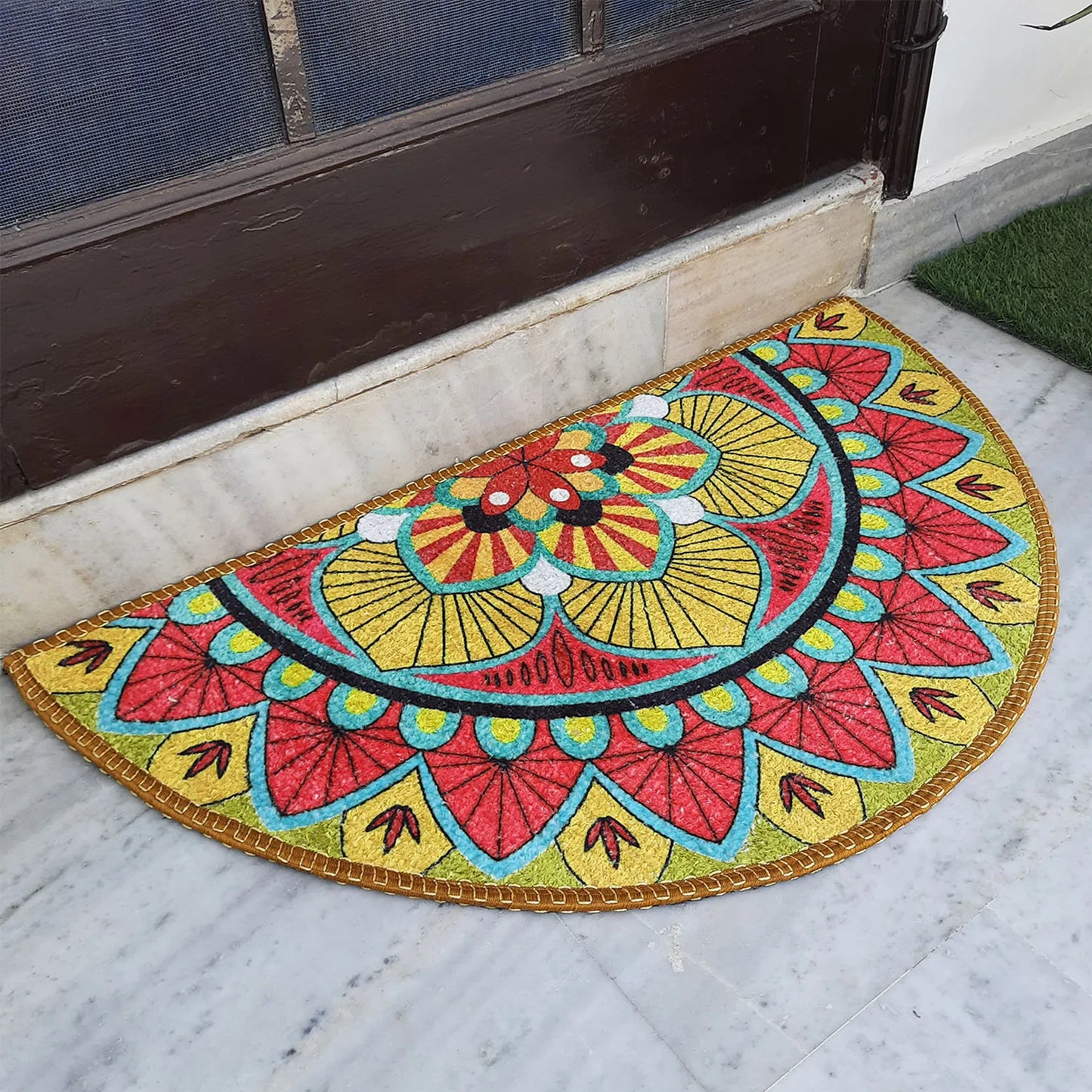 Avioni Home Floor Mats in Beautiful Traditional Rangoli Design – Anti Slip, Durable & Washable | Outdoor & Indoor