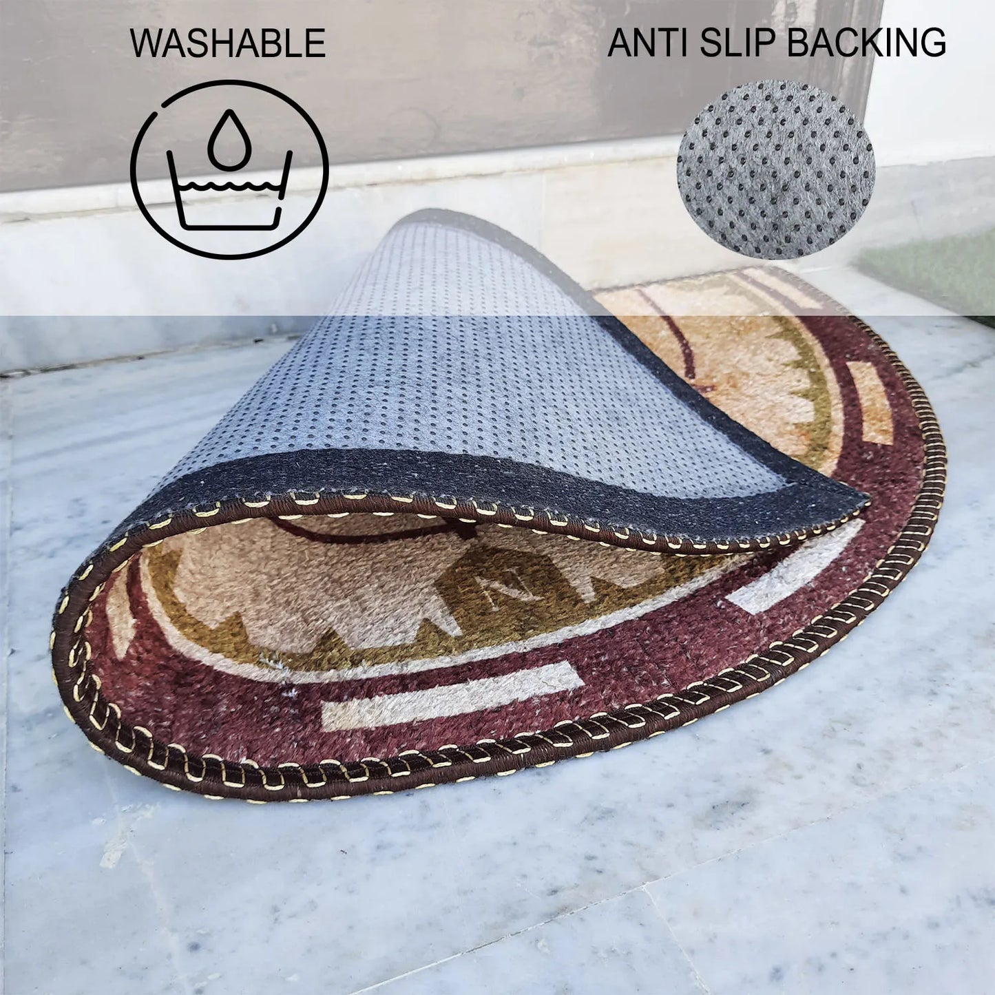 Avioni Home Floor Mat Modern Compass Design – Anti Slip, Durable & Washable | Outdoor & Indoor
