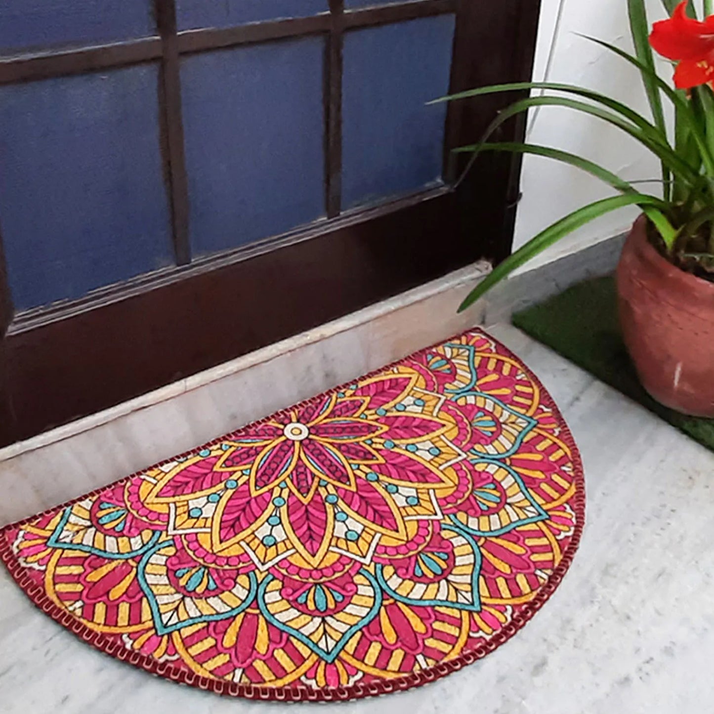 Avioni Home Floor Mats in Beautiful Rangoli Design – Anti Slip, Durable & Washable | Outdoor & Indoor