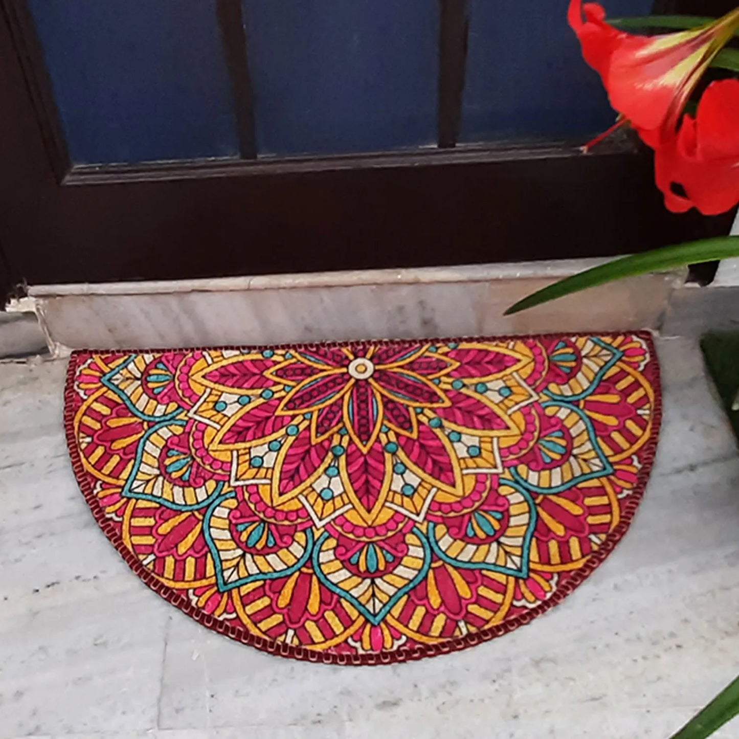 Avioni Home Floor Mats in Beautiful Rangoli Design – Anti Slip, Durable & Washable | Outdoor & Indoor