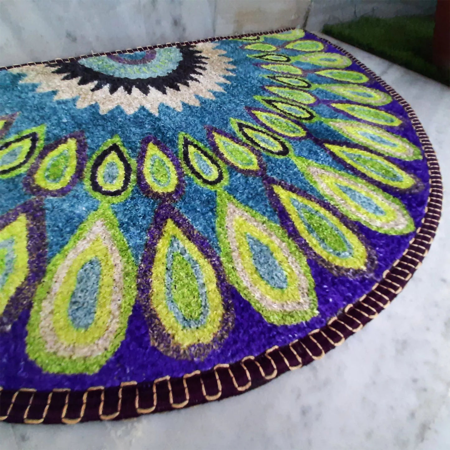 Avioni Home Floor Mats in Beautiful Peacock Rangoli Design – Anti Slip, Durable & Washable | Outdoor & Indoor