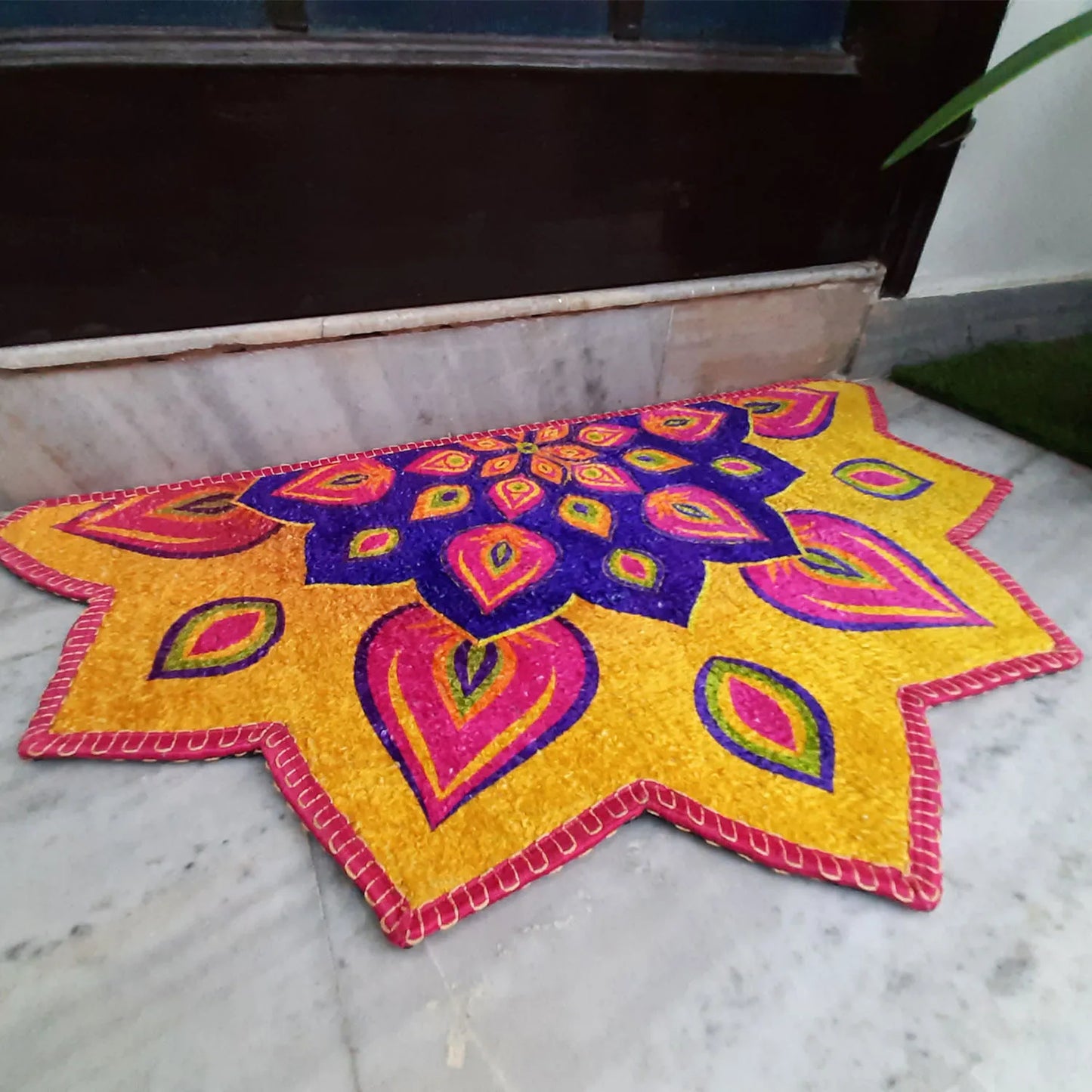 Avioni Home Floor Mats in Beautiful Rangoli Petals Design – Anti Slip, Durable & Washable | Outdoor & Indoor