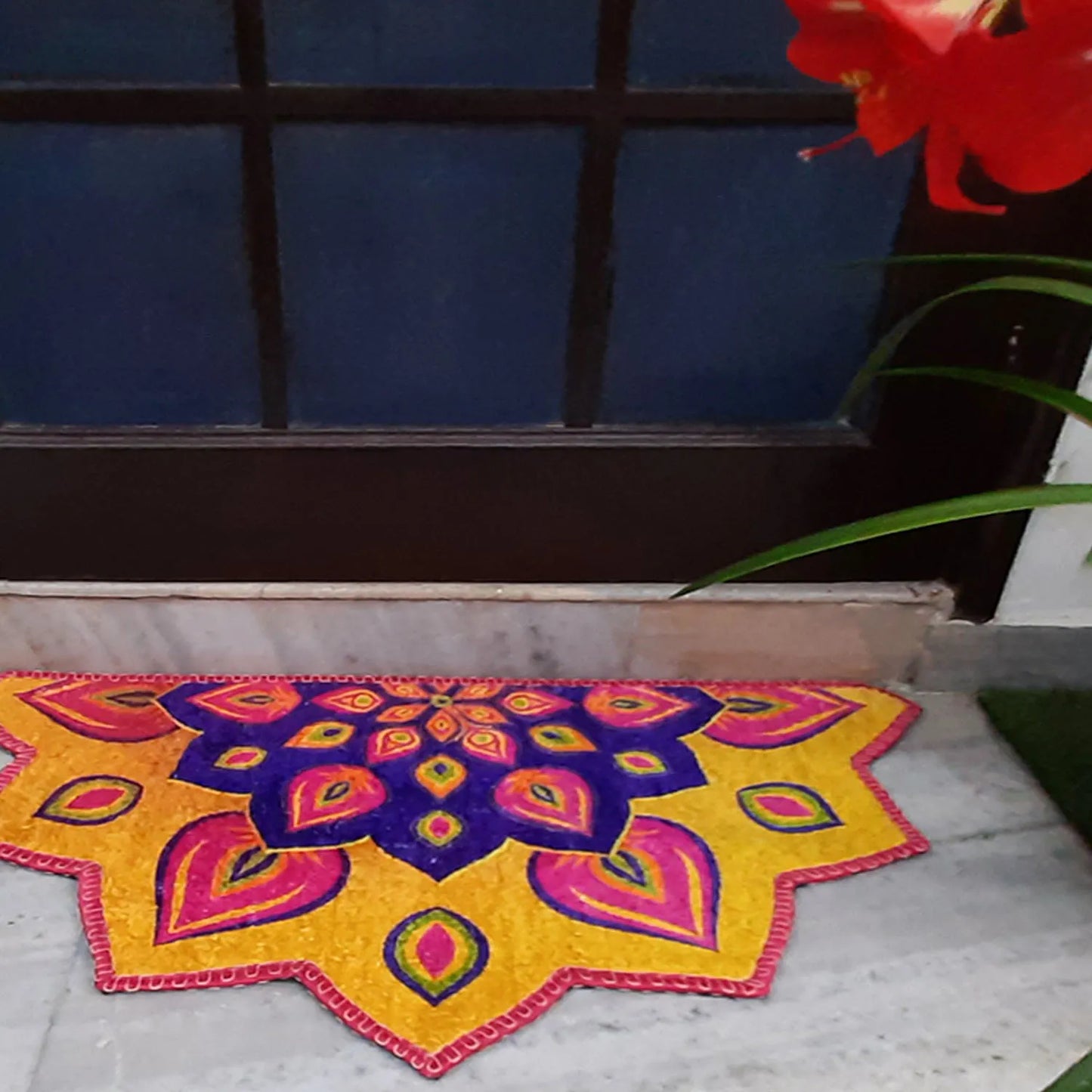 Avioni Home Floor Mats in Beautiful Rangoli Petals Design – Anti Slip, Durable & Washable | Outdoor & Indoor