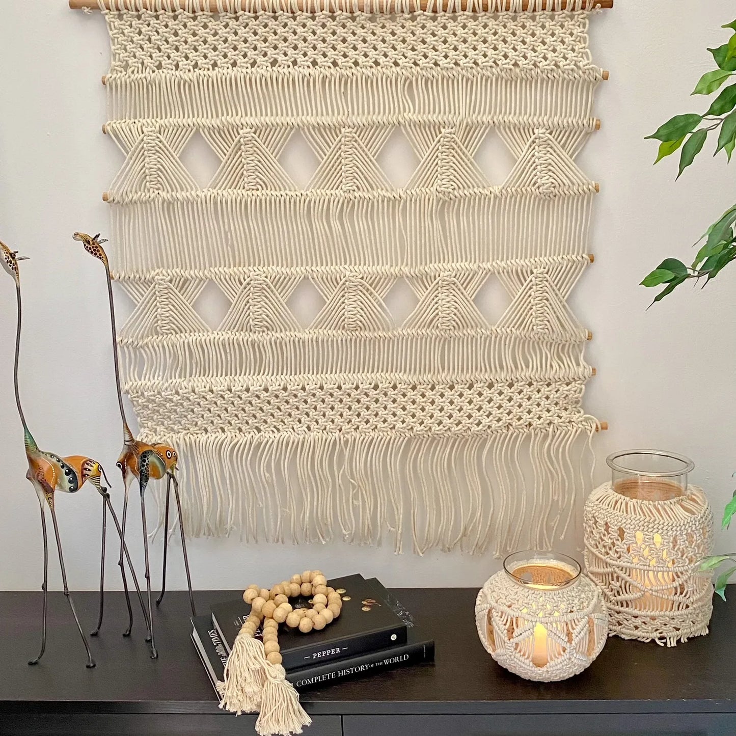 Avioni Home Boho Collection – Hand Knotted Macramé Hanging – 90cm x 100cm