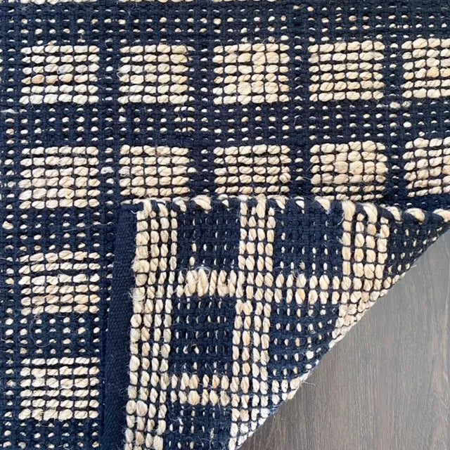 Avioni Home Eco Collection – Cotton & Jute Handwoven Square Pattern Mat – Great for Bedside or Hallway