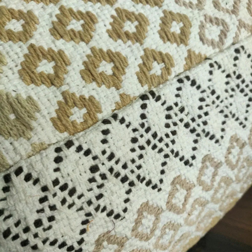 Avioni Home Boho Collection – Boho Pouf Dhurrie Covered – 45cm x 50cm x 50cm