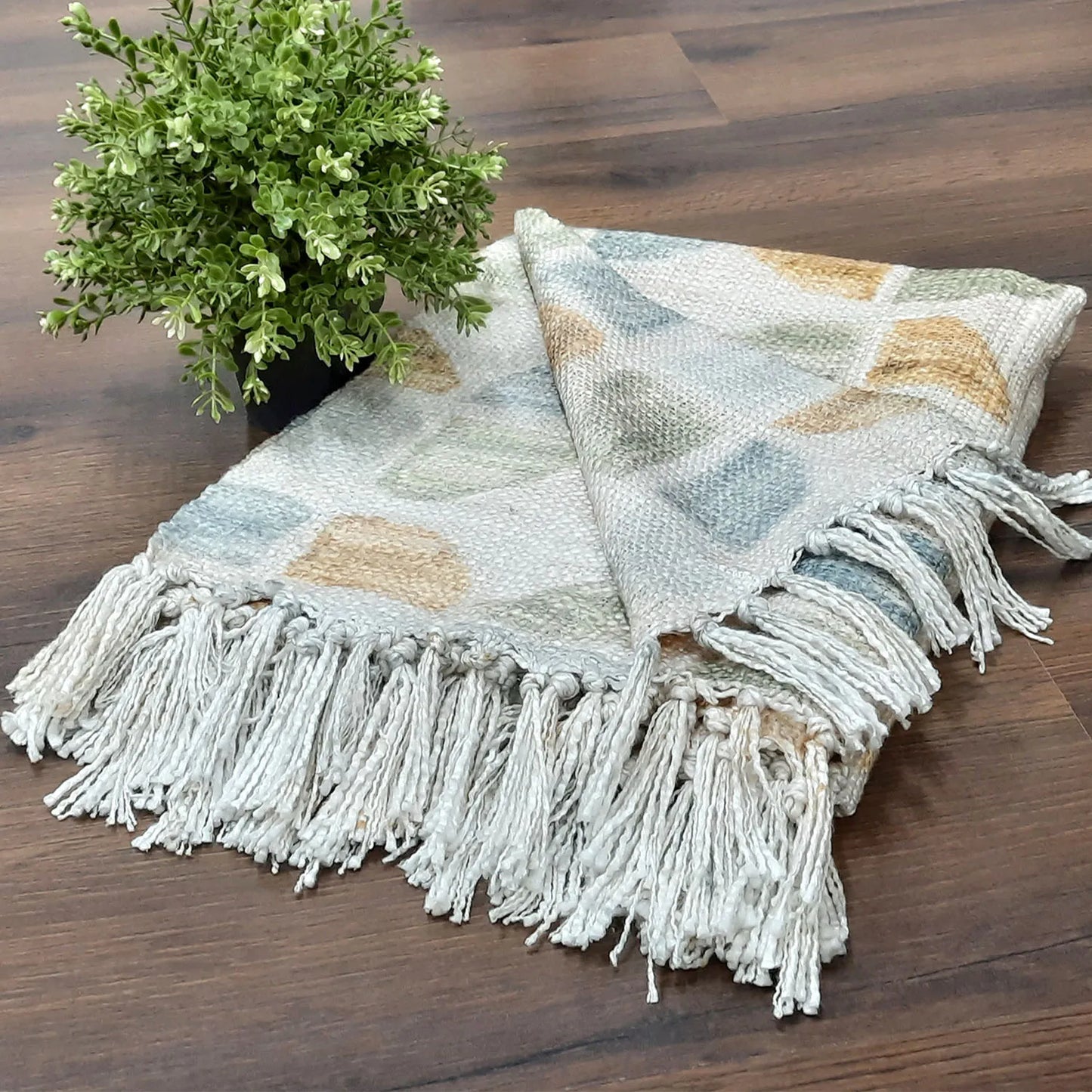 Avioni Home Sofa Throw | Handloom Weaved Bohemian Blanket with Fringes | Modern Soft Travel Blanket, Throws for Sofas, Armchair, Couch and Bed