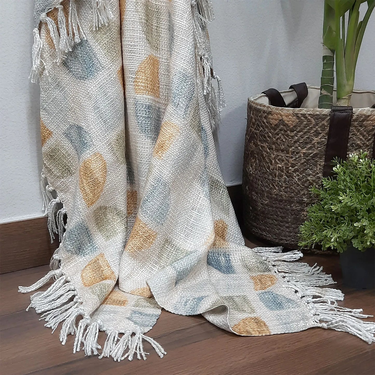 Avioni Home Sofa Throw | Handloom Weaved Bohemian Blanket with Fringes | Modern Soft Travel Blanket, Throws for Sofas, Armchair, Couch and Bed