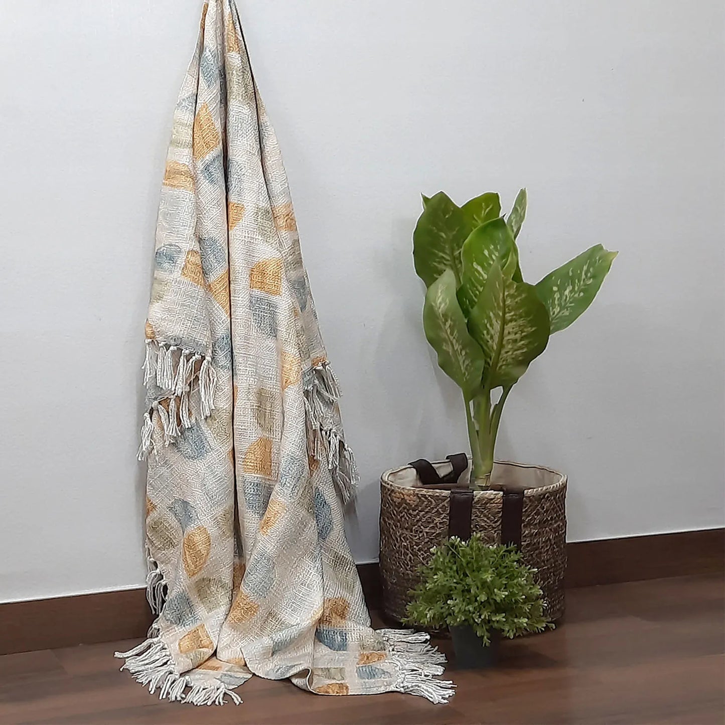 Avioni Home Sofa Throw | Handloom Weaved Bohemian Blanket with Fringes | Modern Soft Travel Blanket, Throws for Sofas, Armchair, Couch and Bed