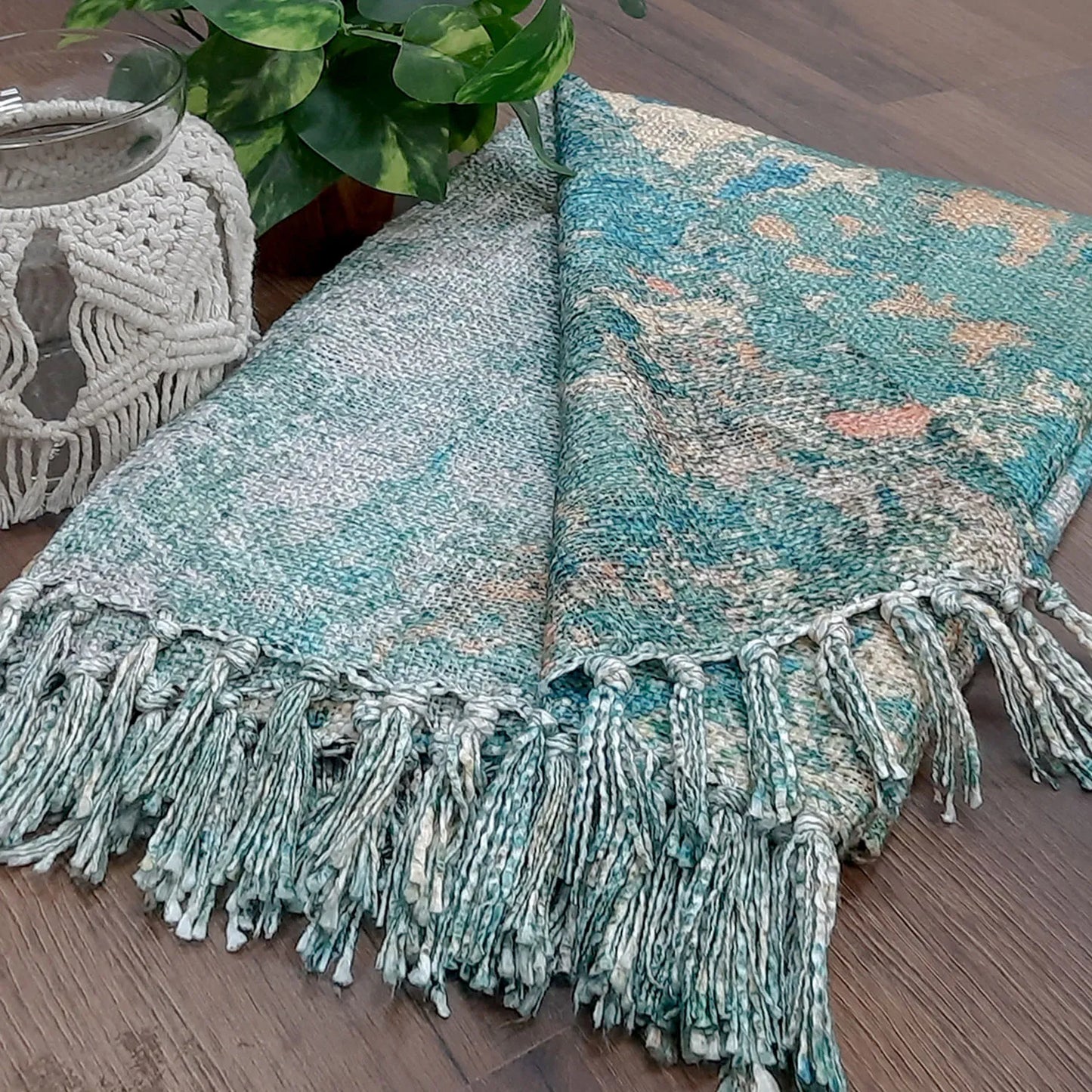 Avioni Home Beautiful Soft Sofa Throw | Calming Green Collection | Virgin Premium Polyester Slub Handloom Sofa Throw