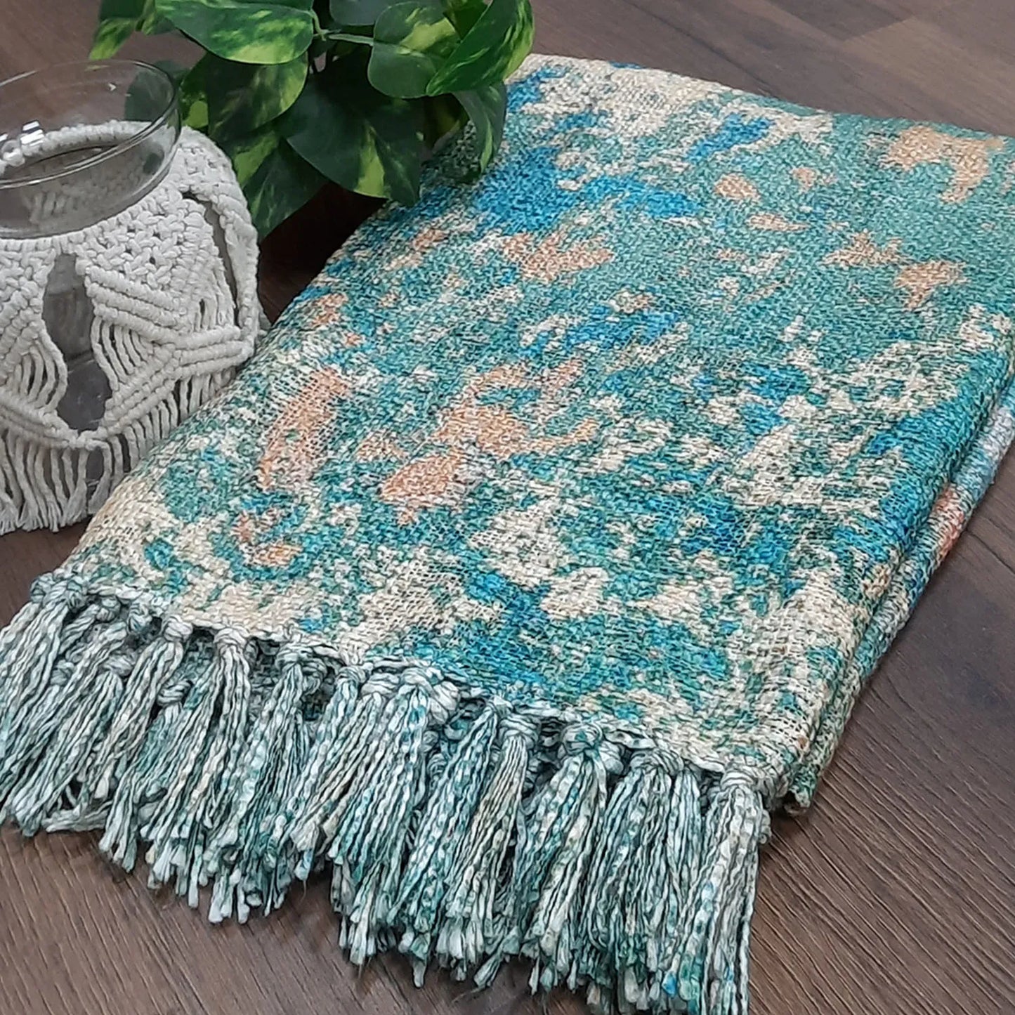 Avioni Home Beautiful Soft Sofa Throw | Calming Green Collection | Virgin Premium Polyester Slub Handloom Sofa Throw