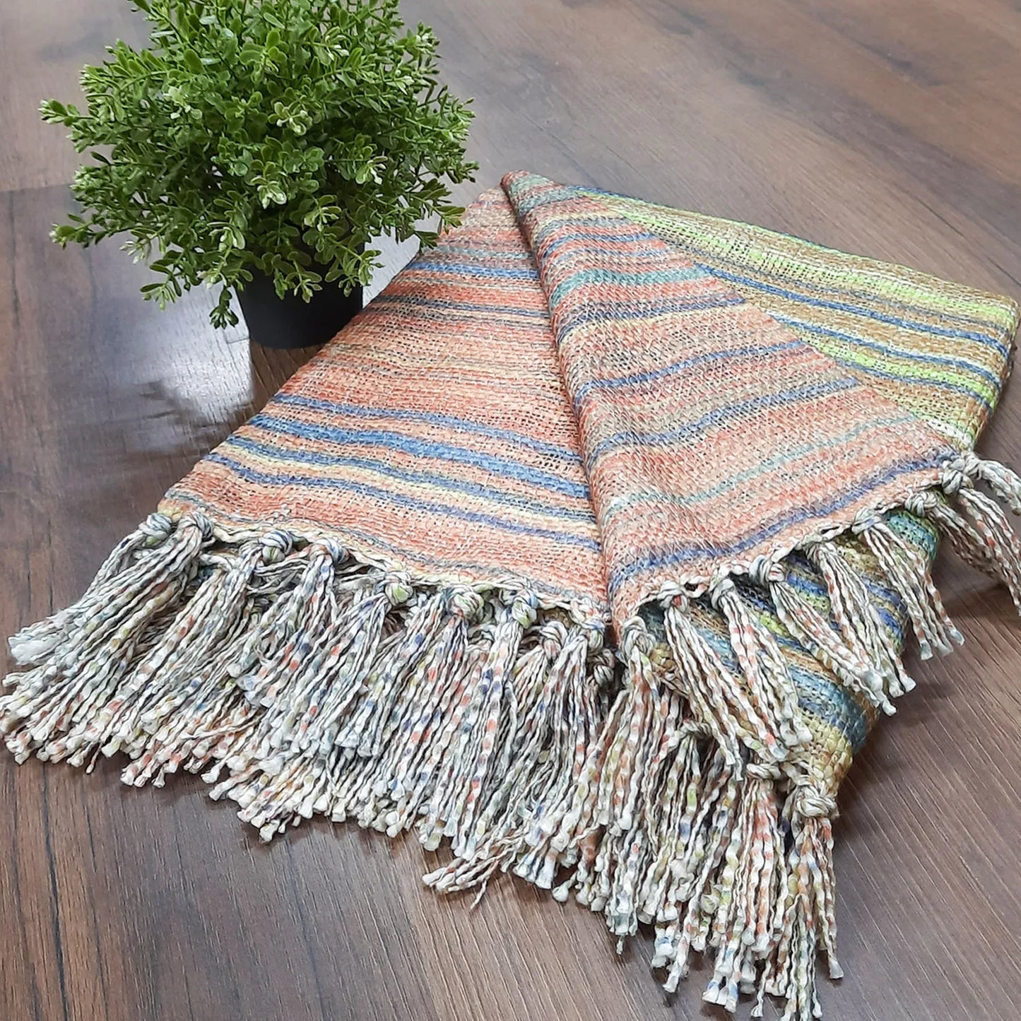 Avioni Home Beautiful Soft Sofa Throw | Double Design | Virgin Premium Polyester Slub Handloom Sofa Throw