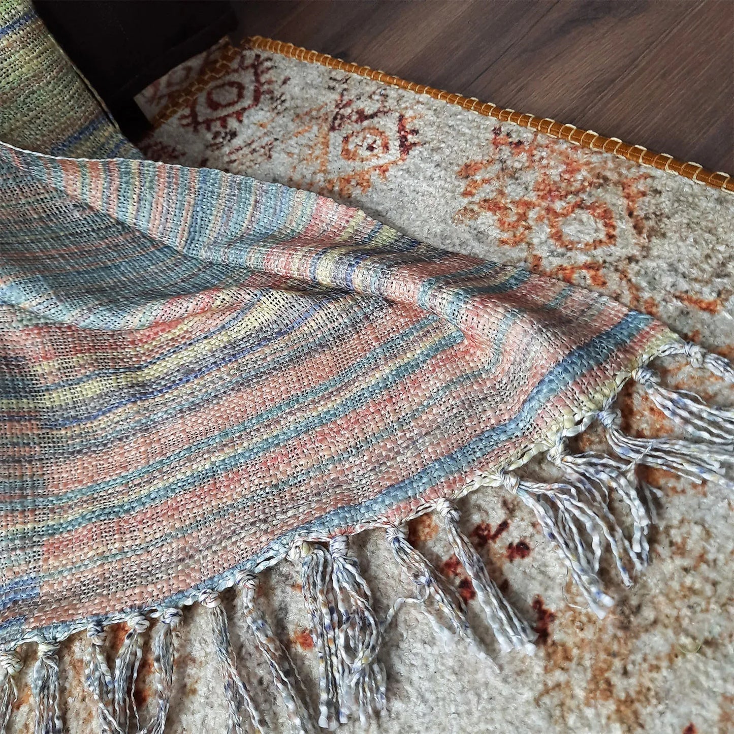 Avioni Home Beautiful Soft Sofa Throw | Double Design | Virgin Premium Polyester Slub Handloom Sofa Throw