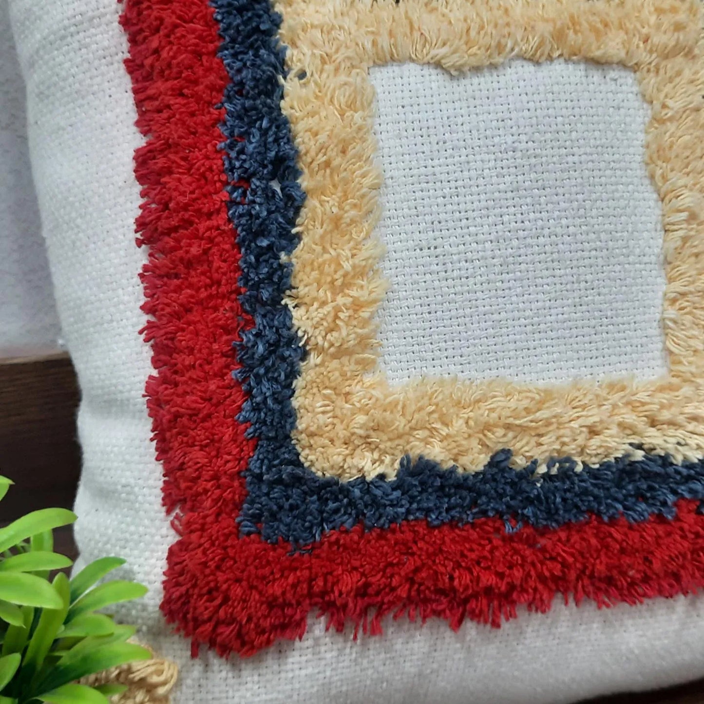Hand Tufted 100% Cotton Sofa Cushion Cover With Zipper-FREE high quality Filler Included – 45×45 cms