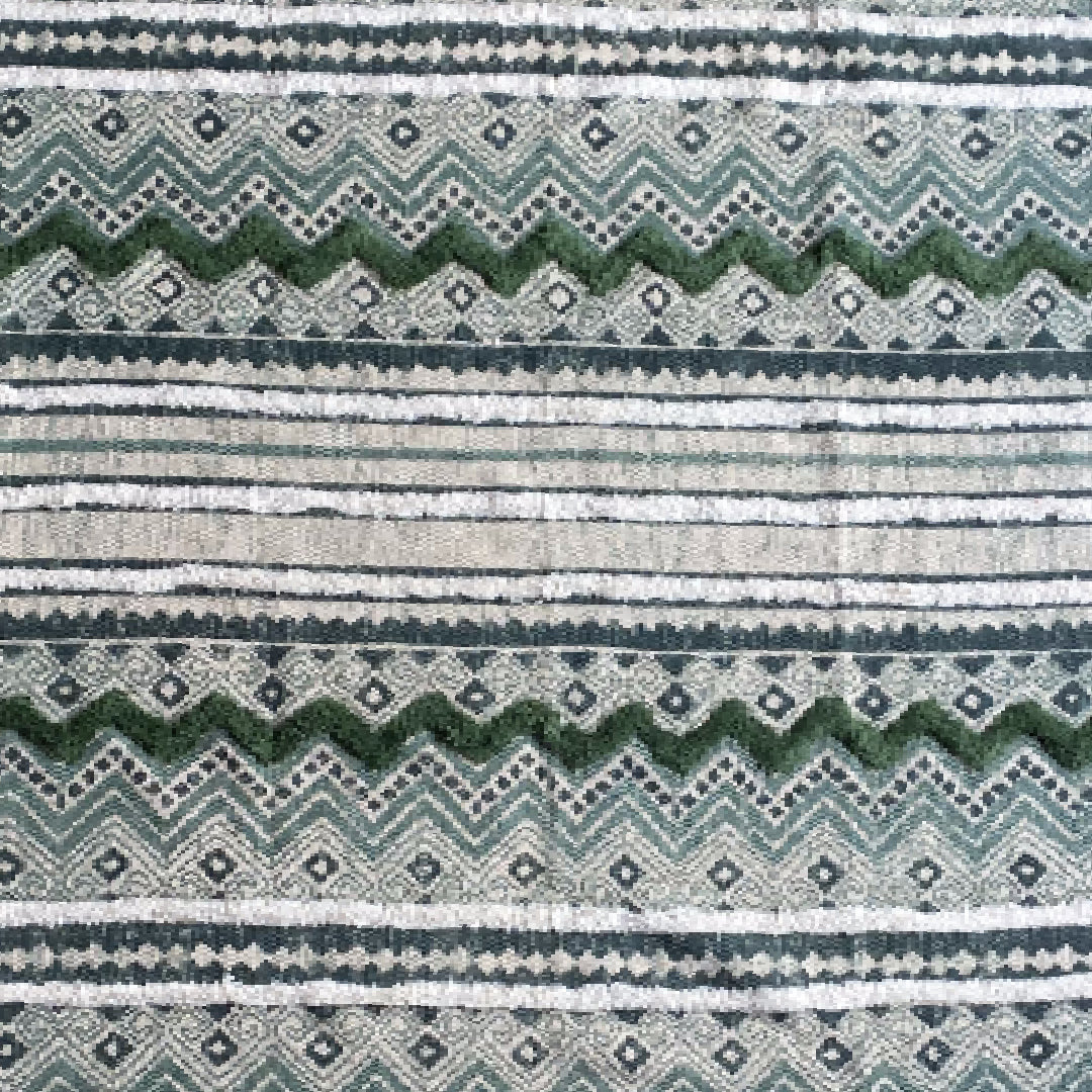 Avioni Home Boho Collection – Cotton Printed & Tufted Dhurrie / Rug – Green