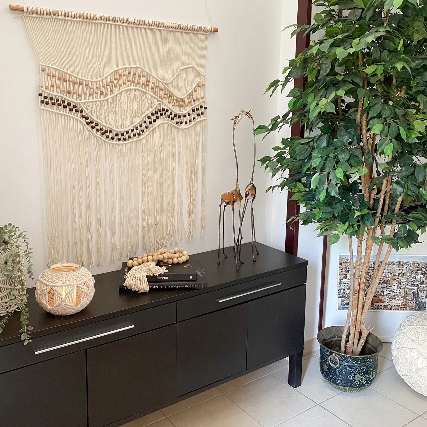 Avioni Home Boho Collection – Hand-Knotted Wall Hanging – 90cm x 100cm