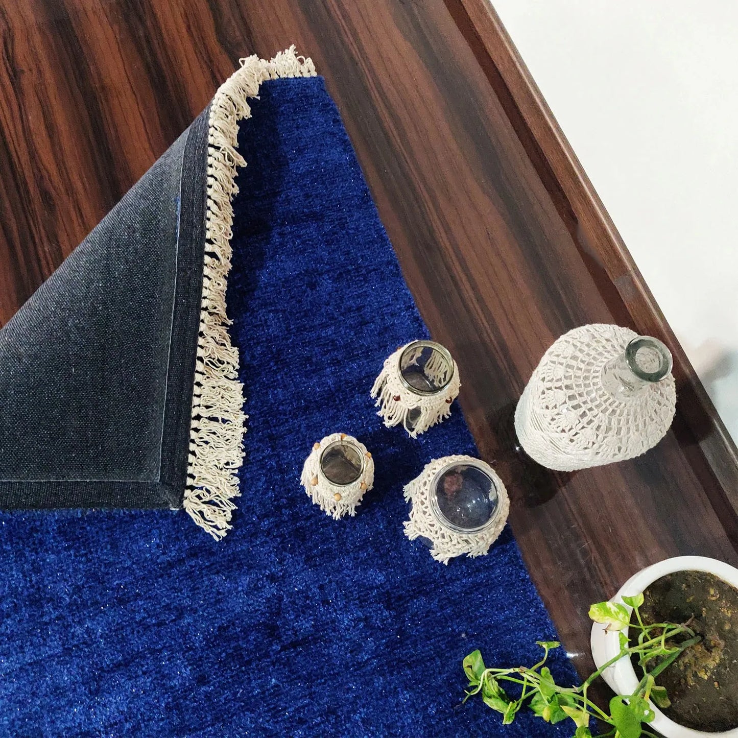 Clearance Sale-Avioni Carpets for Living Room – Neo Modern Collection Blue Solid Carpet/Rug – 90cm x 150cm (~3×5 Feet)